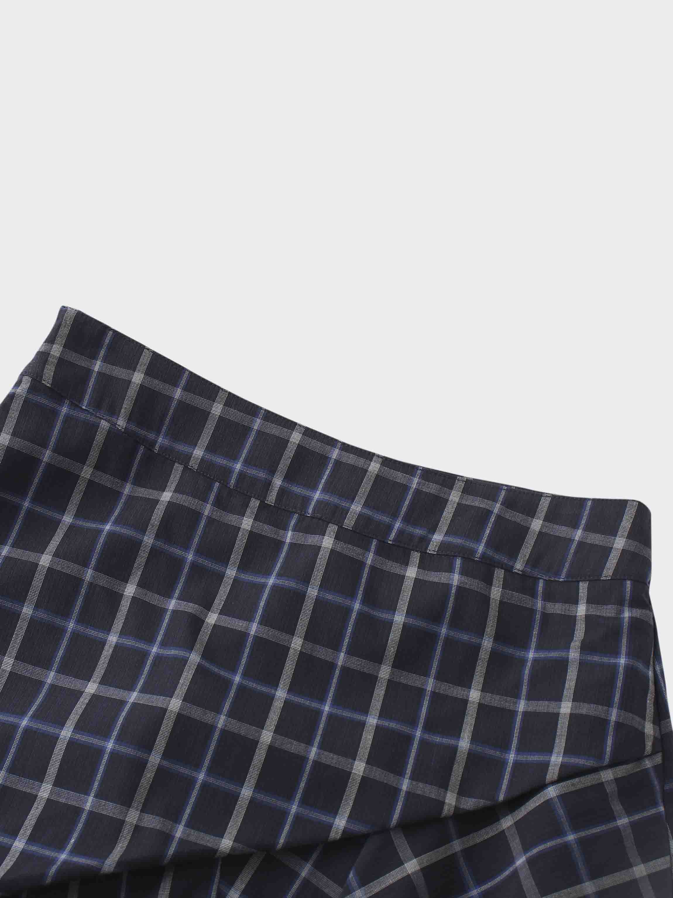 Gathered Overlay Skirt-Blue Plaid