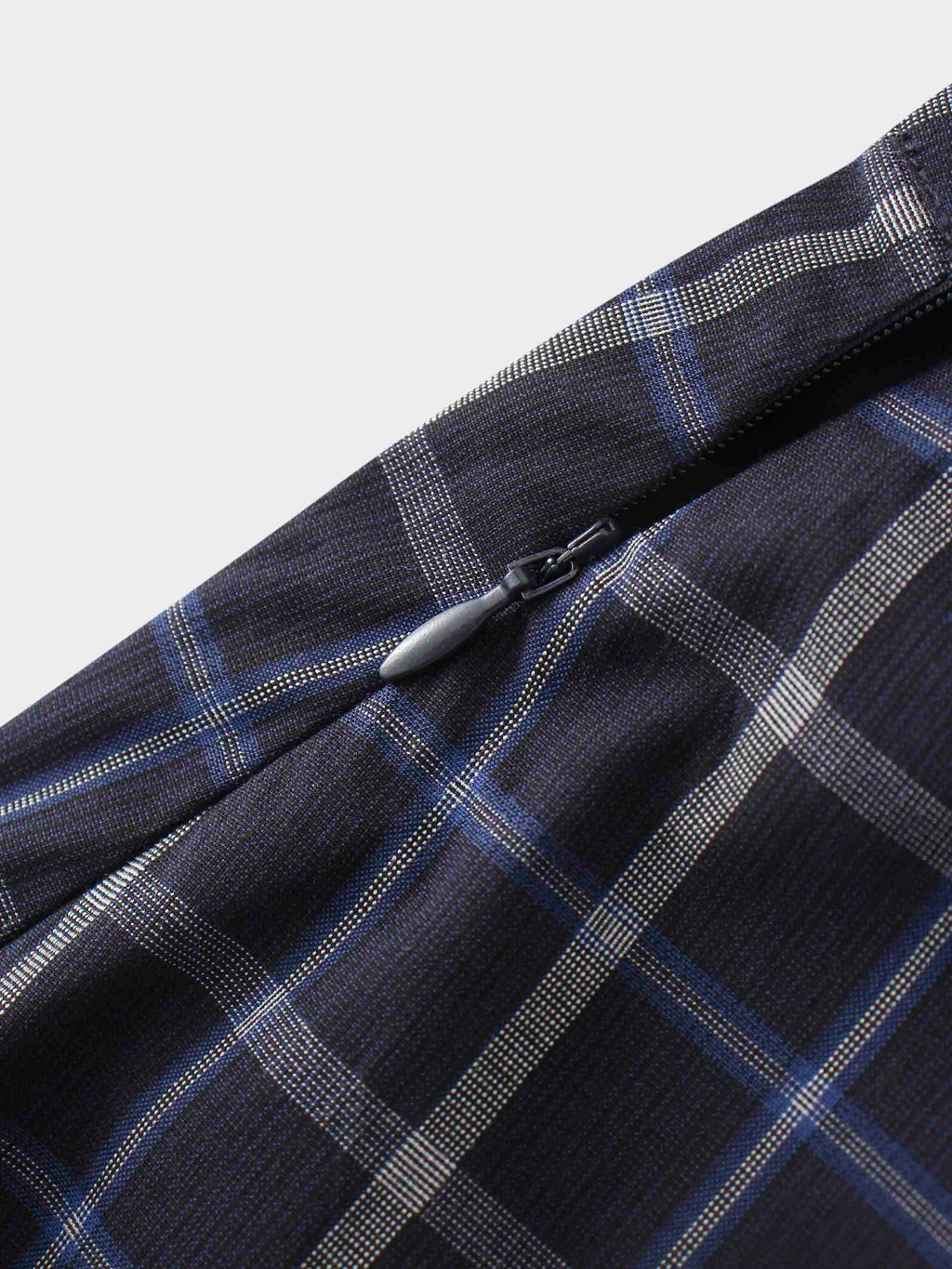 Gathered Overlay Skirt-Blue Plaid