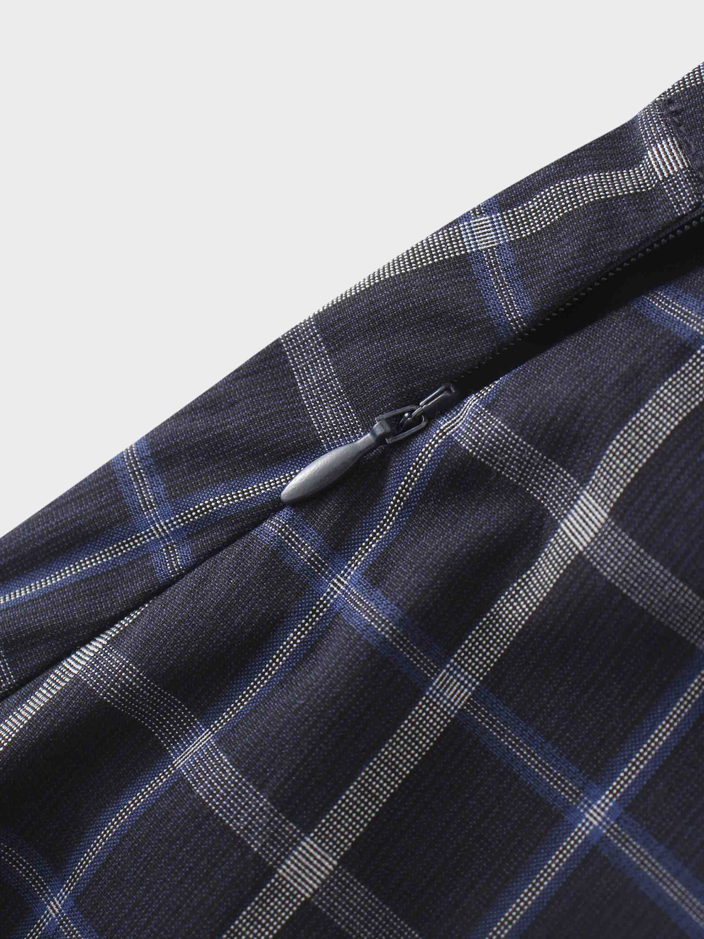 Gathered Overlay Skirt-Blue Plaid