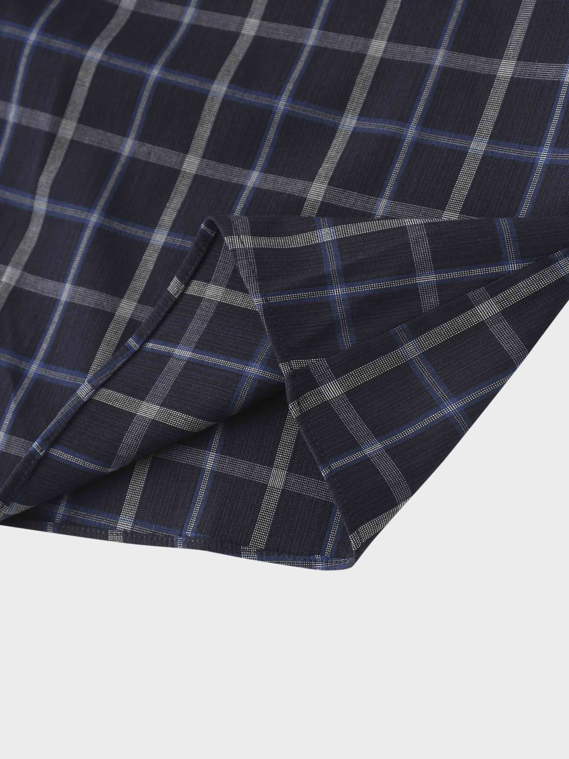 Gathered Overlay Skirt-Blue Plaid