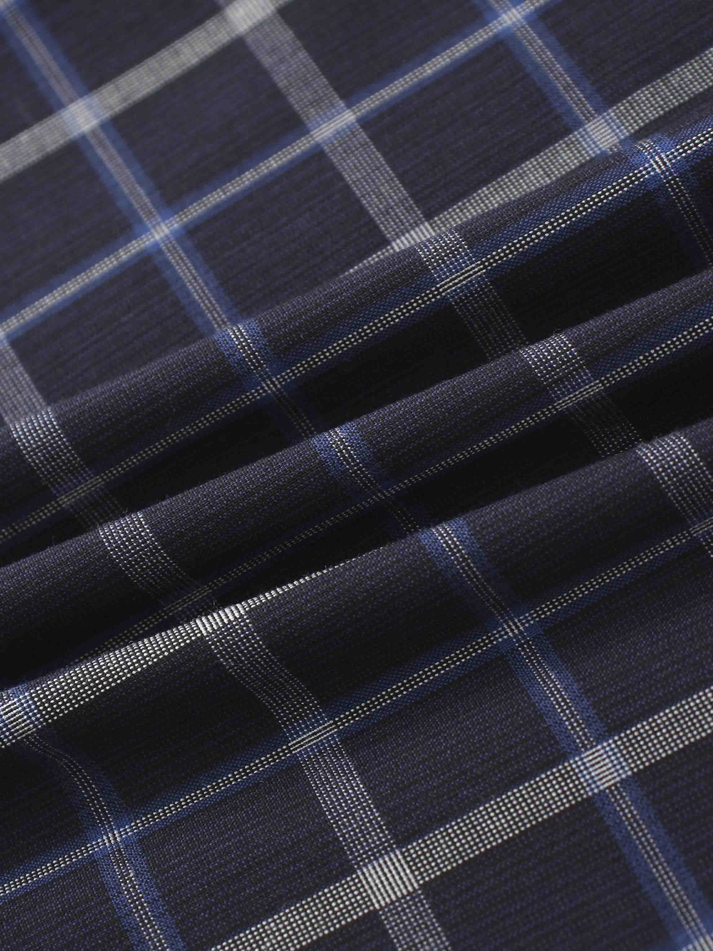 Gathered Overlay Skirt-Blue Plaid