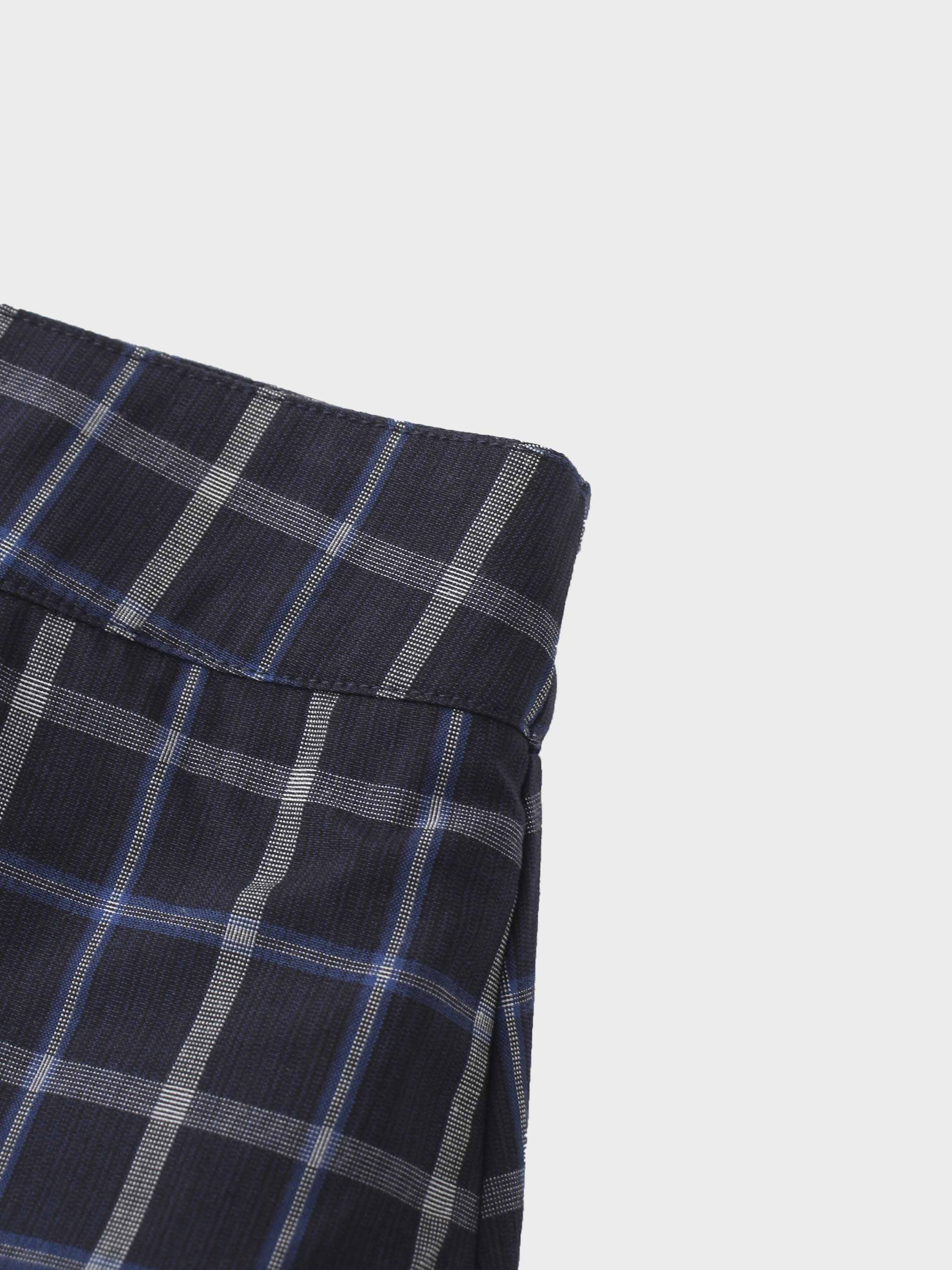 Gathered Overlay Skirt-Blue Plaid