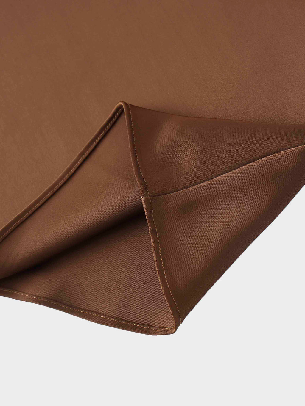 Solid Faux Satin Slip Skirt-Brown