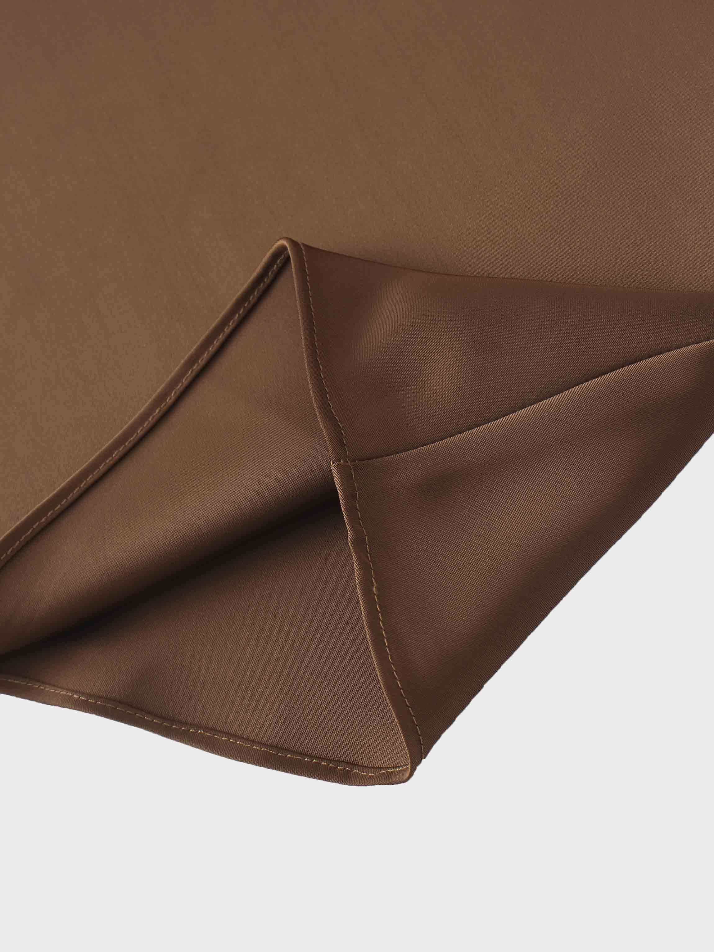 Solid Faux Satin Slip Skirt-Brown