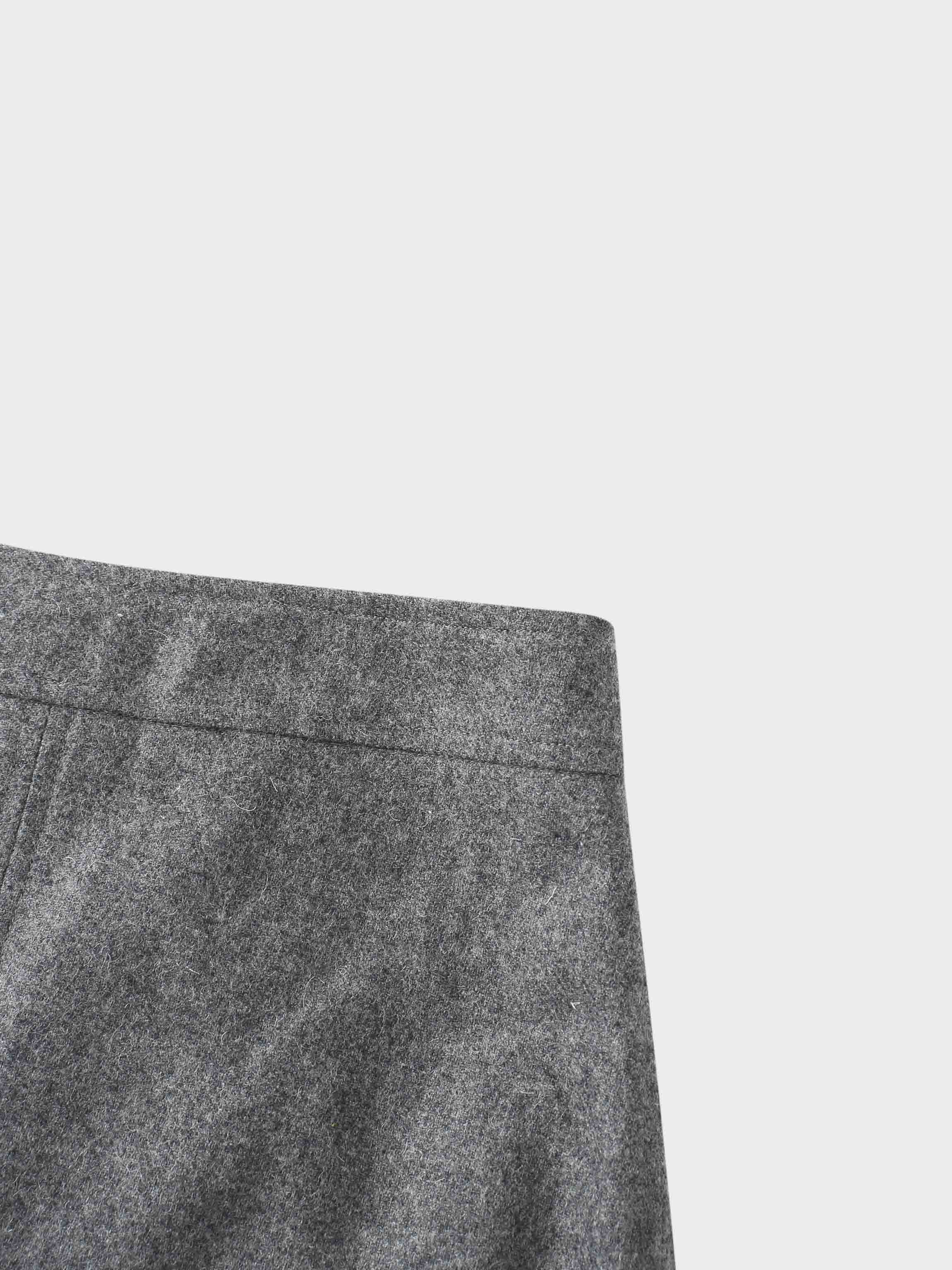 Wool Blend Short Panel Skirt-Charcoal Grey