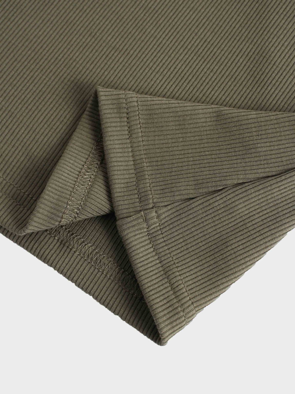 RIBBED HIGH V TEE LS-CAMOUFLAGE GREEN