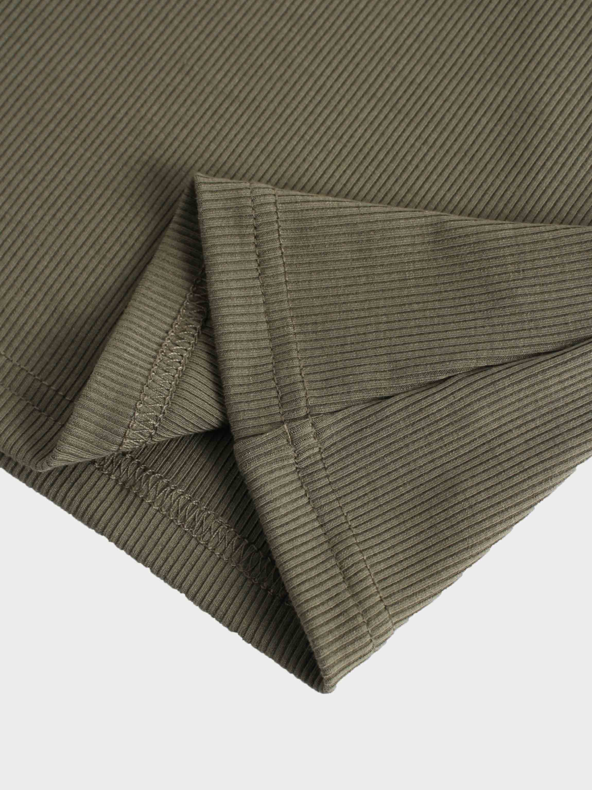 RIBBED HIGH V TEE LS-CAMOUFLAGE GREEN