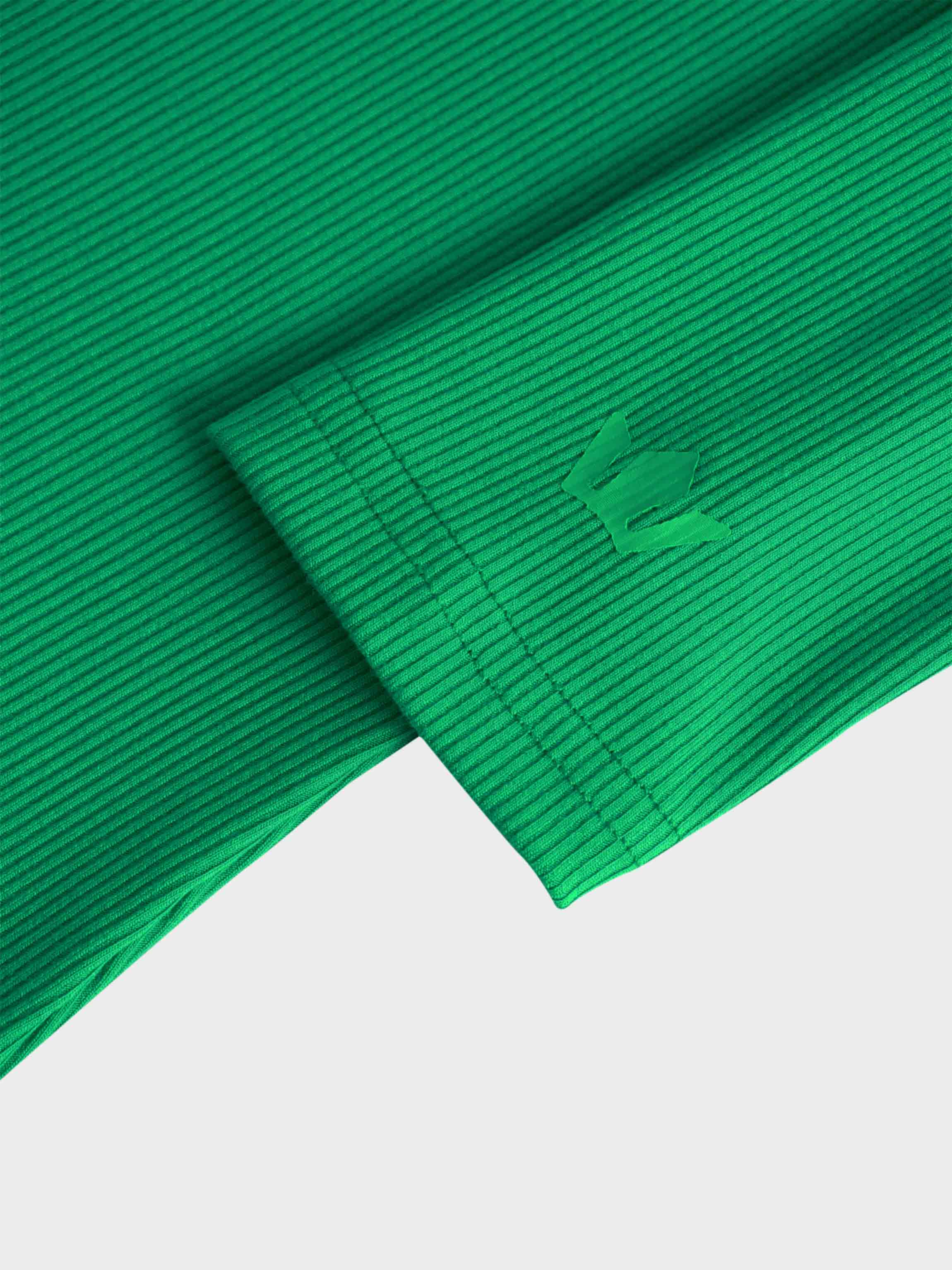 RIBBED HIGH V TEE LS-KELLEY GREEN