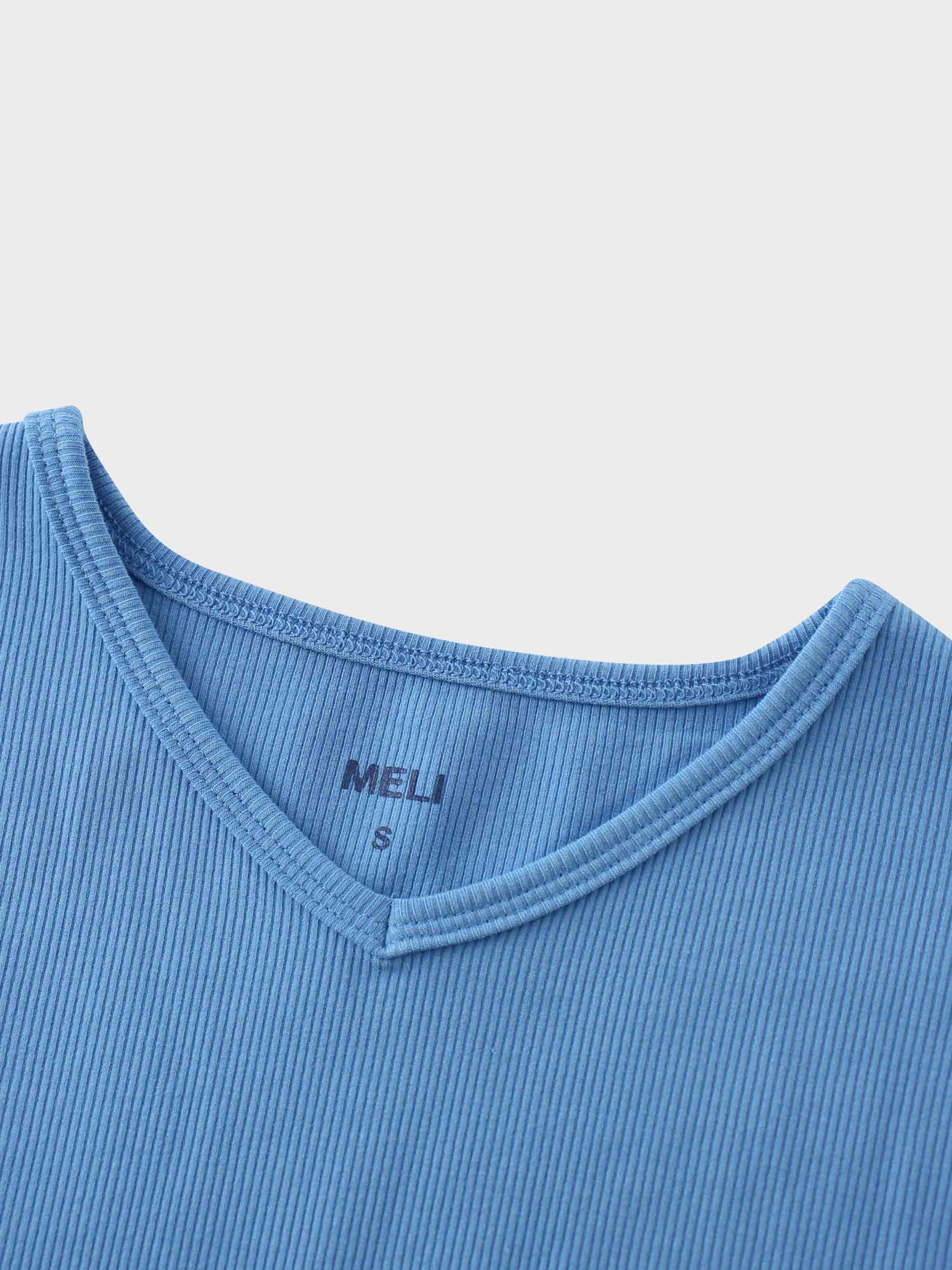 RIBBED HIGH V 3Q-DENIM BLUE