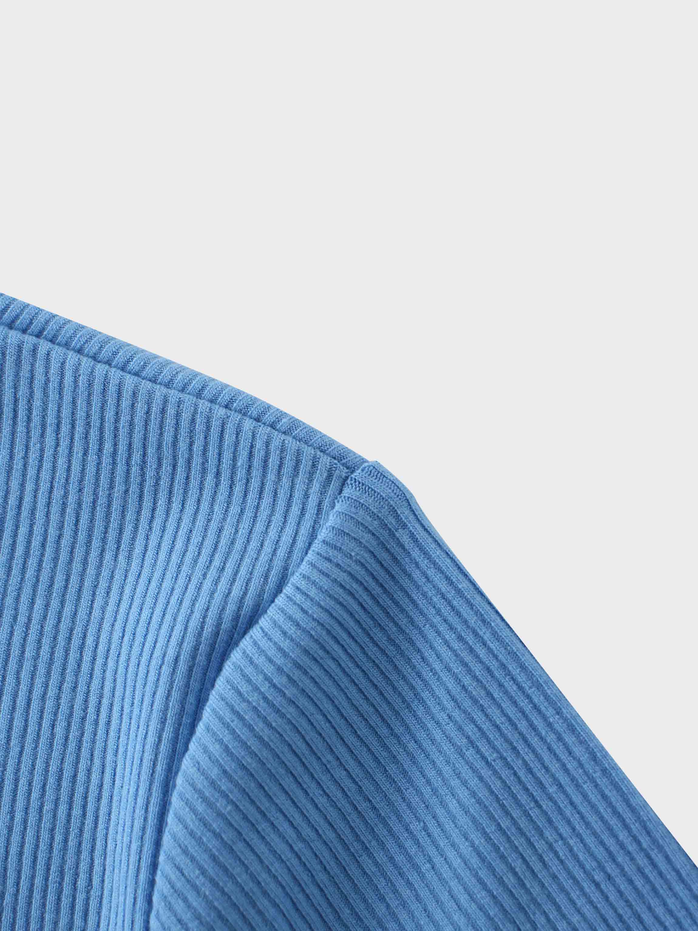 RIBBED HIGH V 3Q-DENIM BLUE