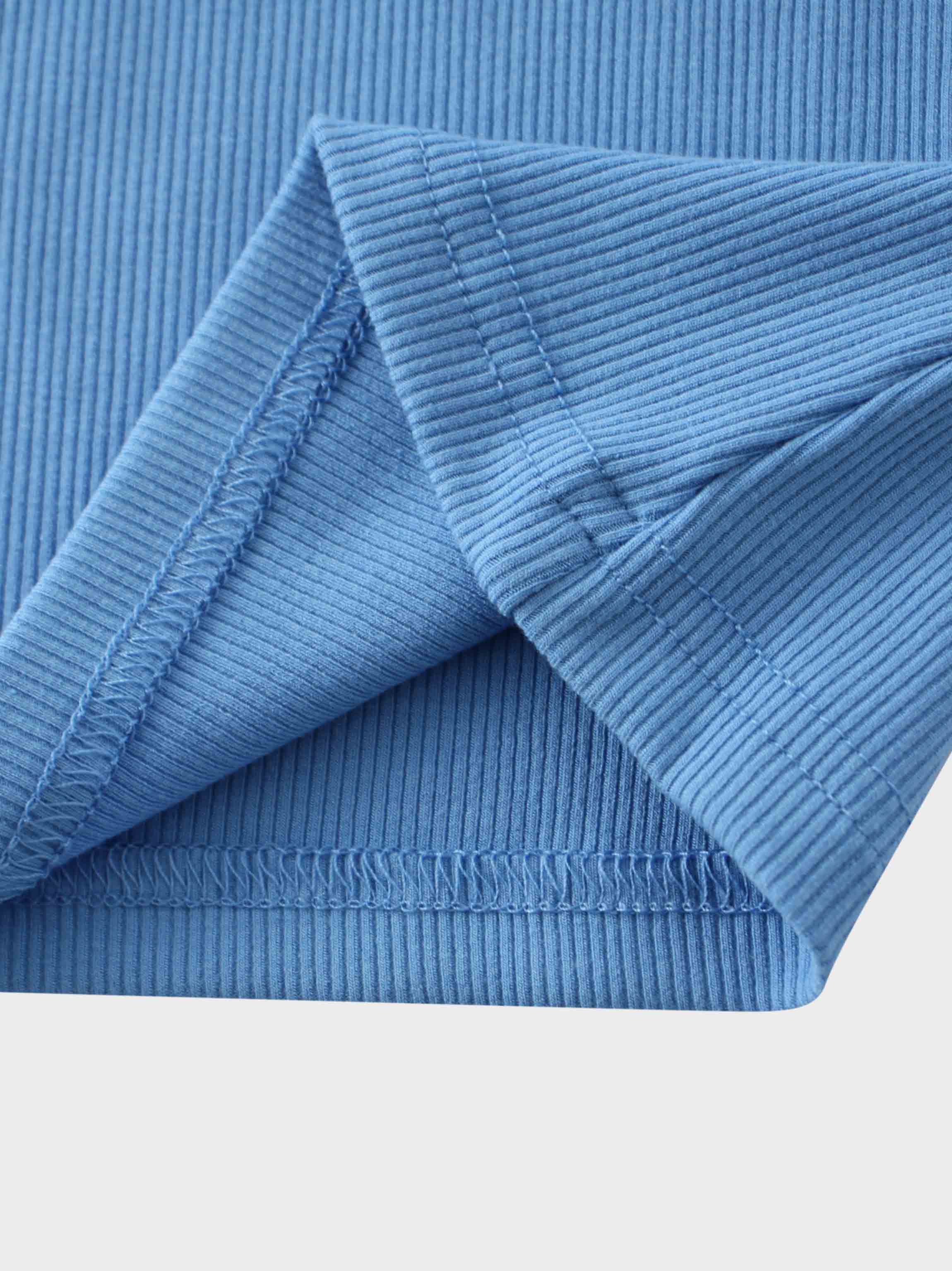 RIBBED HIGH V 3Q-DENIM BLUE