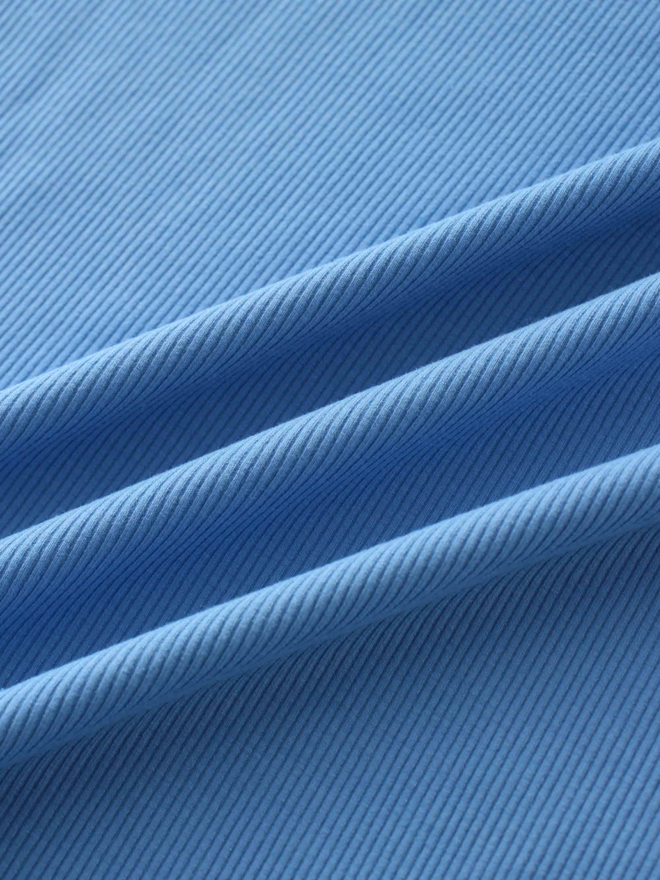RIBBED HIGH V 3Q-DENIM BLUE