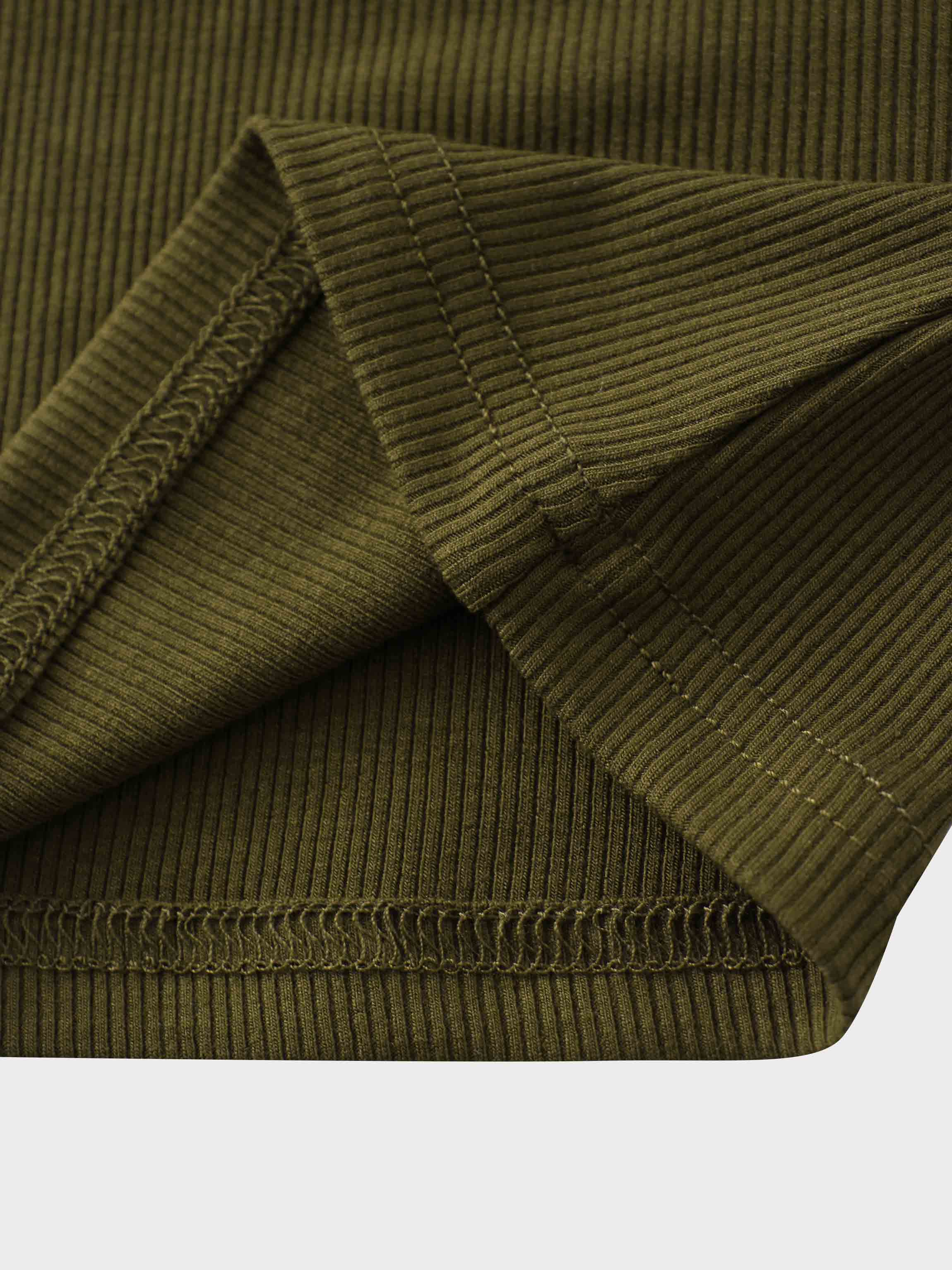 RIBBED HIGH V 3Q-CHOCOLATE BROWN