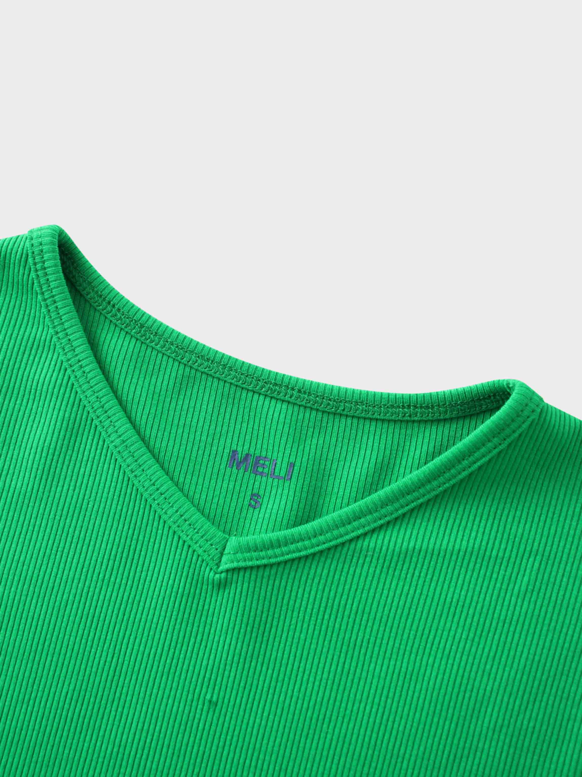 RIBBED HIGH V 3Q-MATCHA GREEN