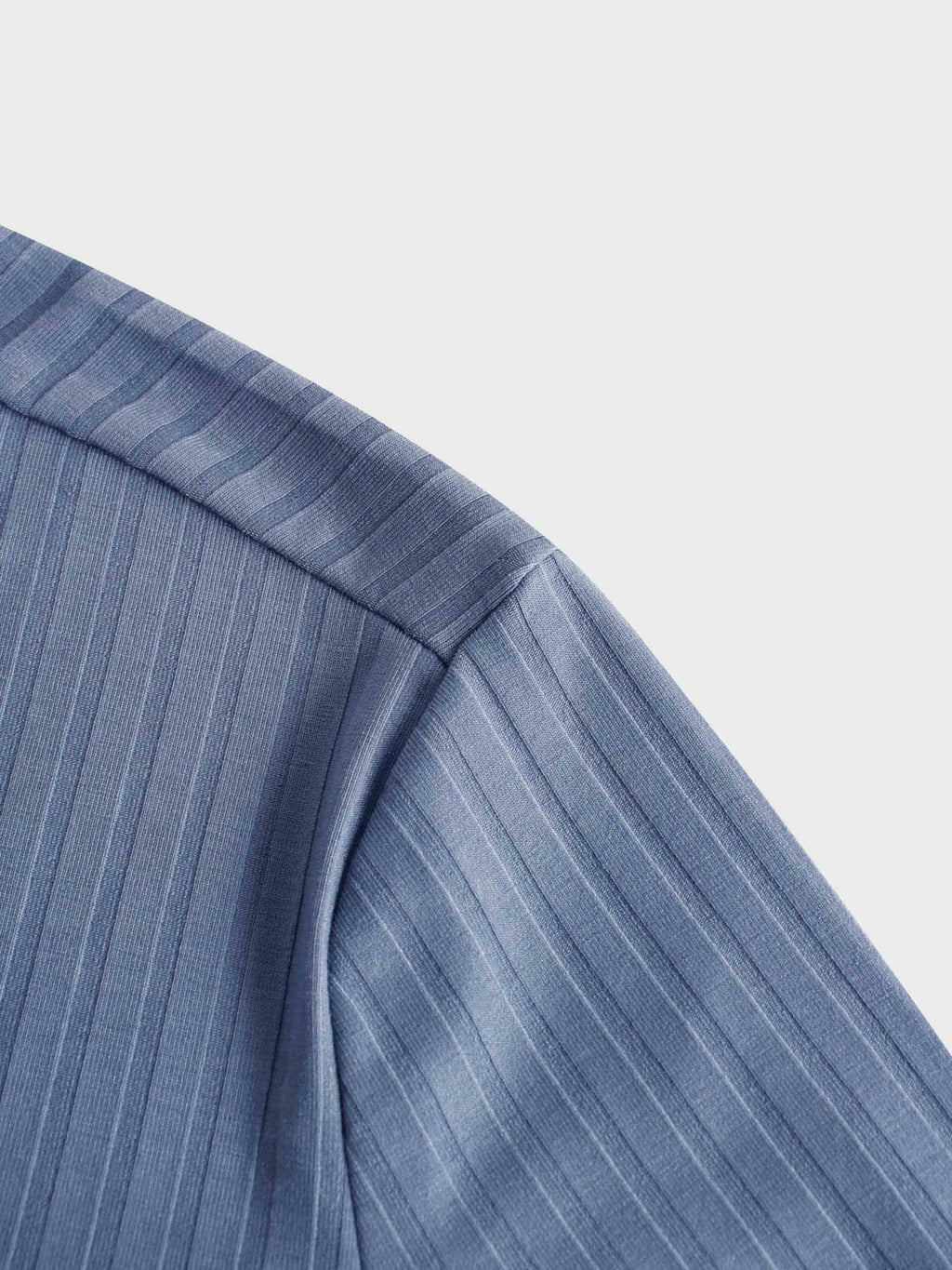 Ribbed High V Bomber-Denim Blue