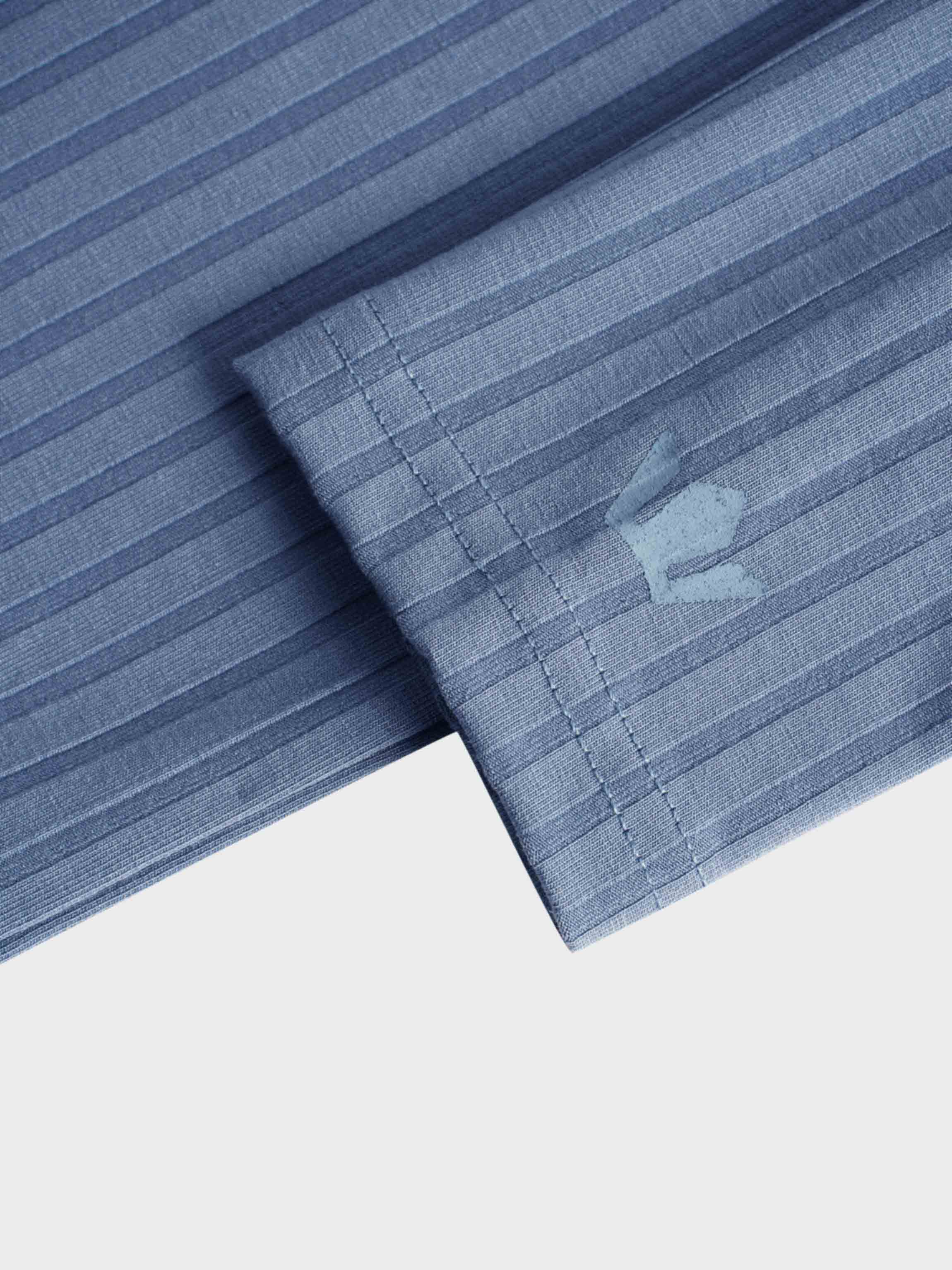 Ribbed High V Bomber-Denim Blue