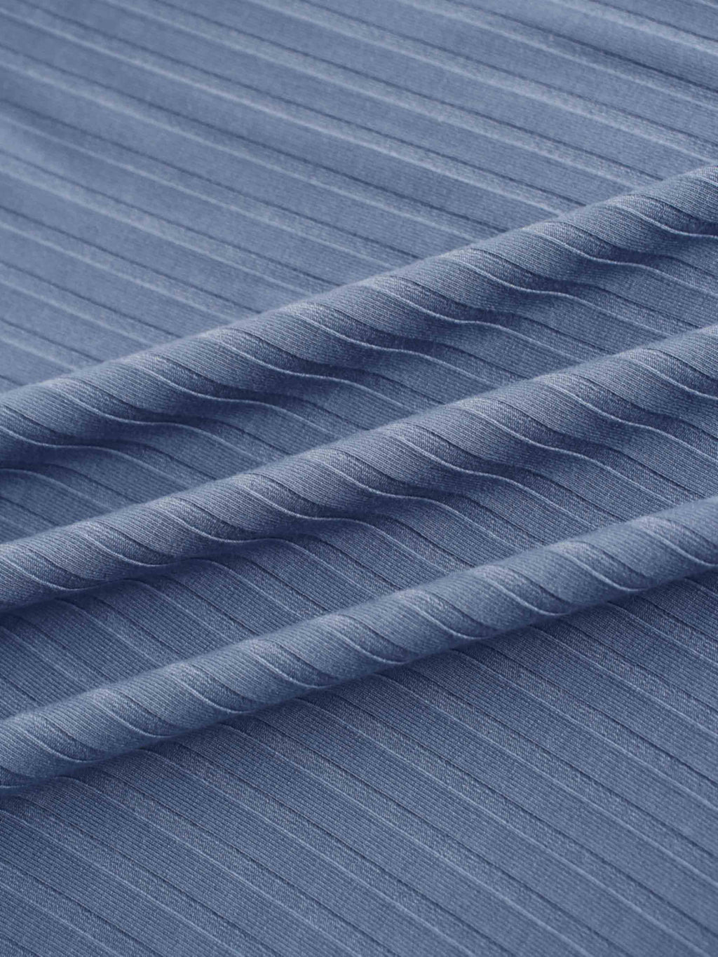 Ribbed High V Bomber-Denim Blue