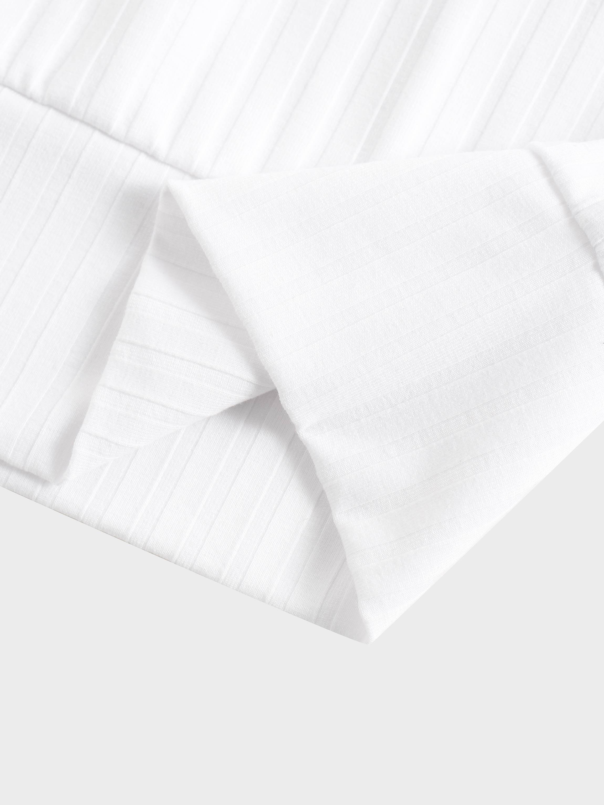 Ribbed High V Bomber-White