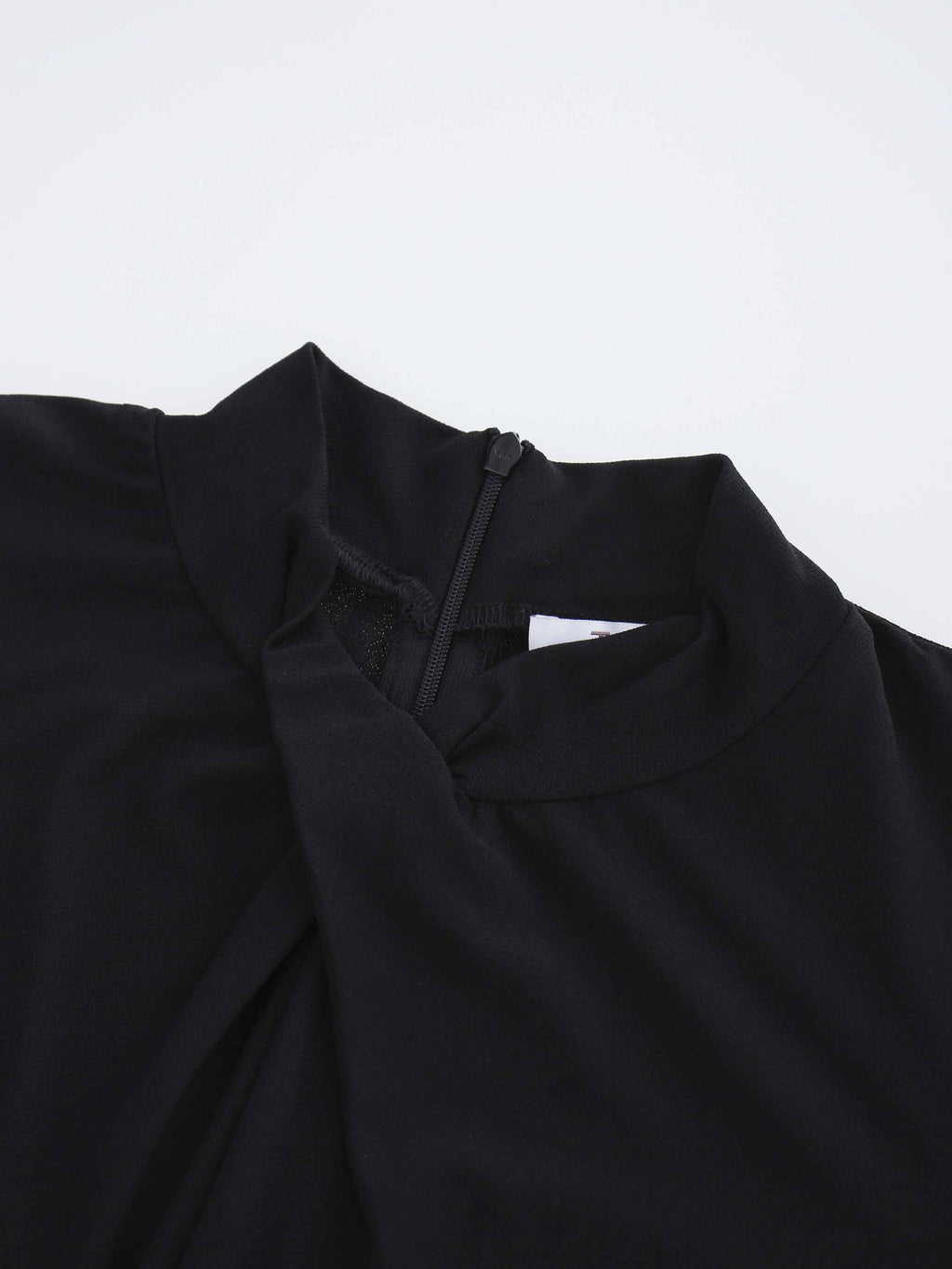Front Knot Pleat Dress 50"-Black