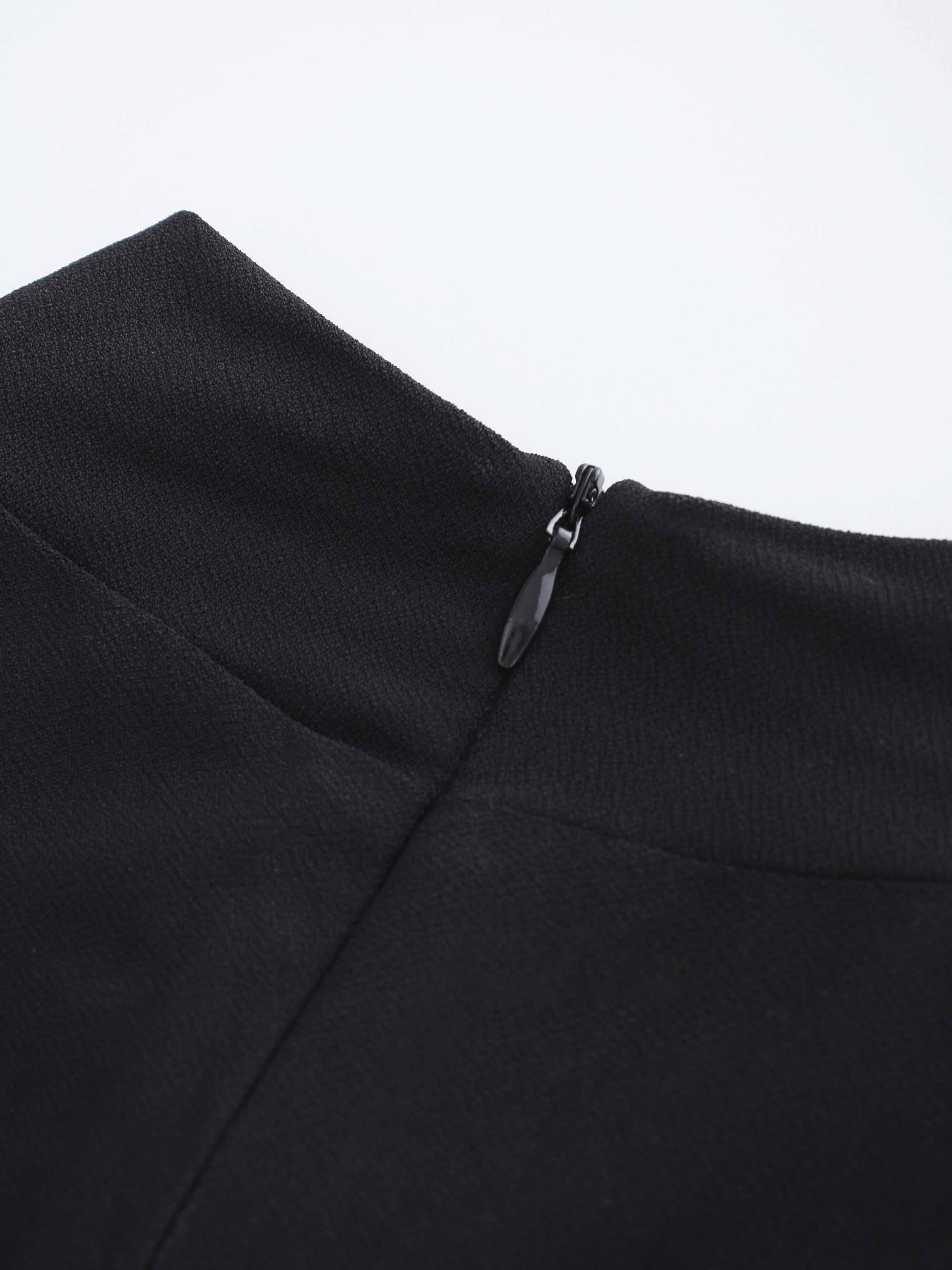 Front Knot Pleat Dress 50"-Black