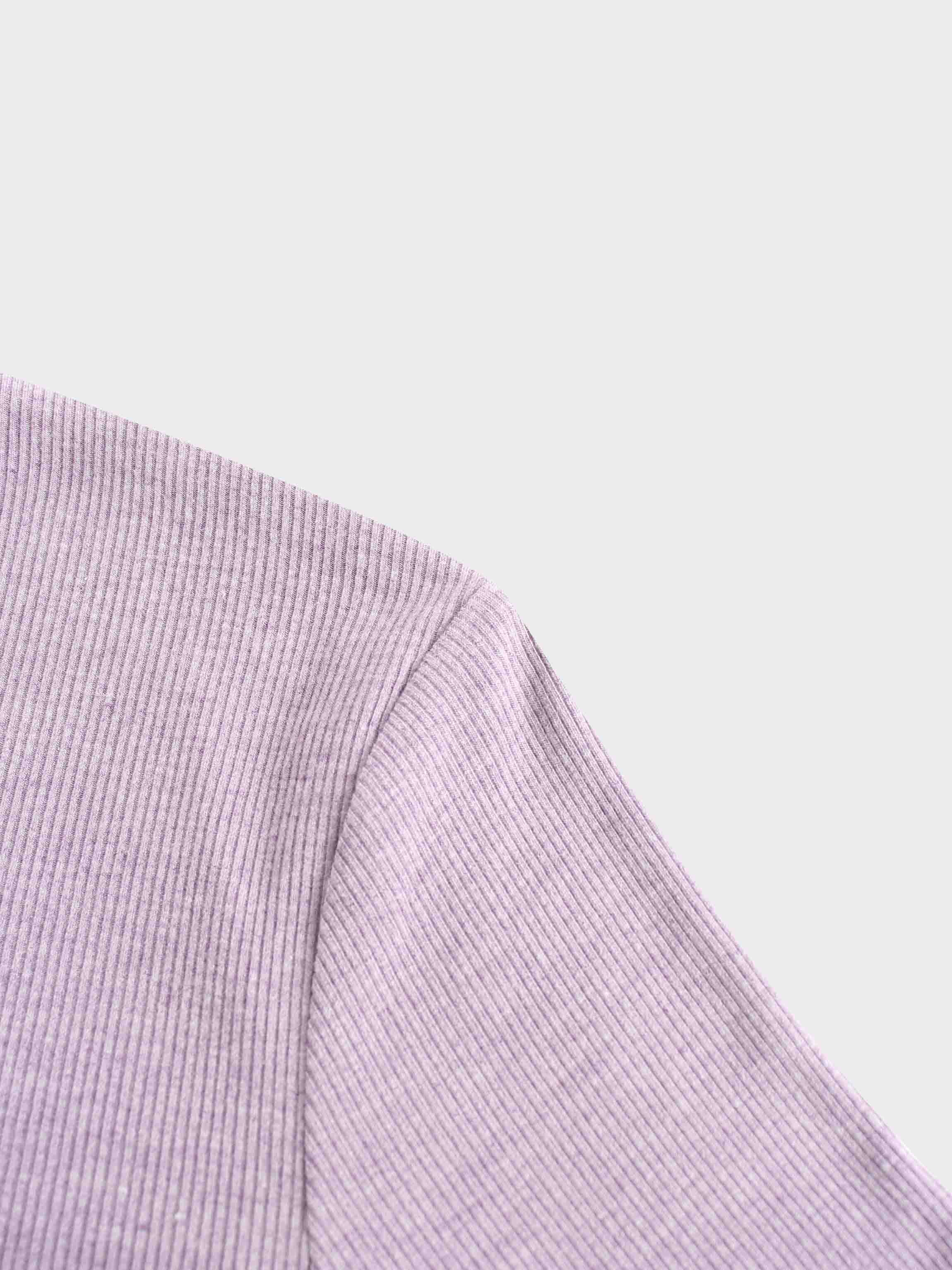 RIBBED HIGH V TEE LS-LIGHT PURPLE