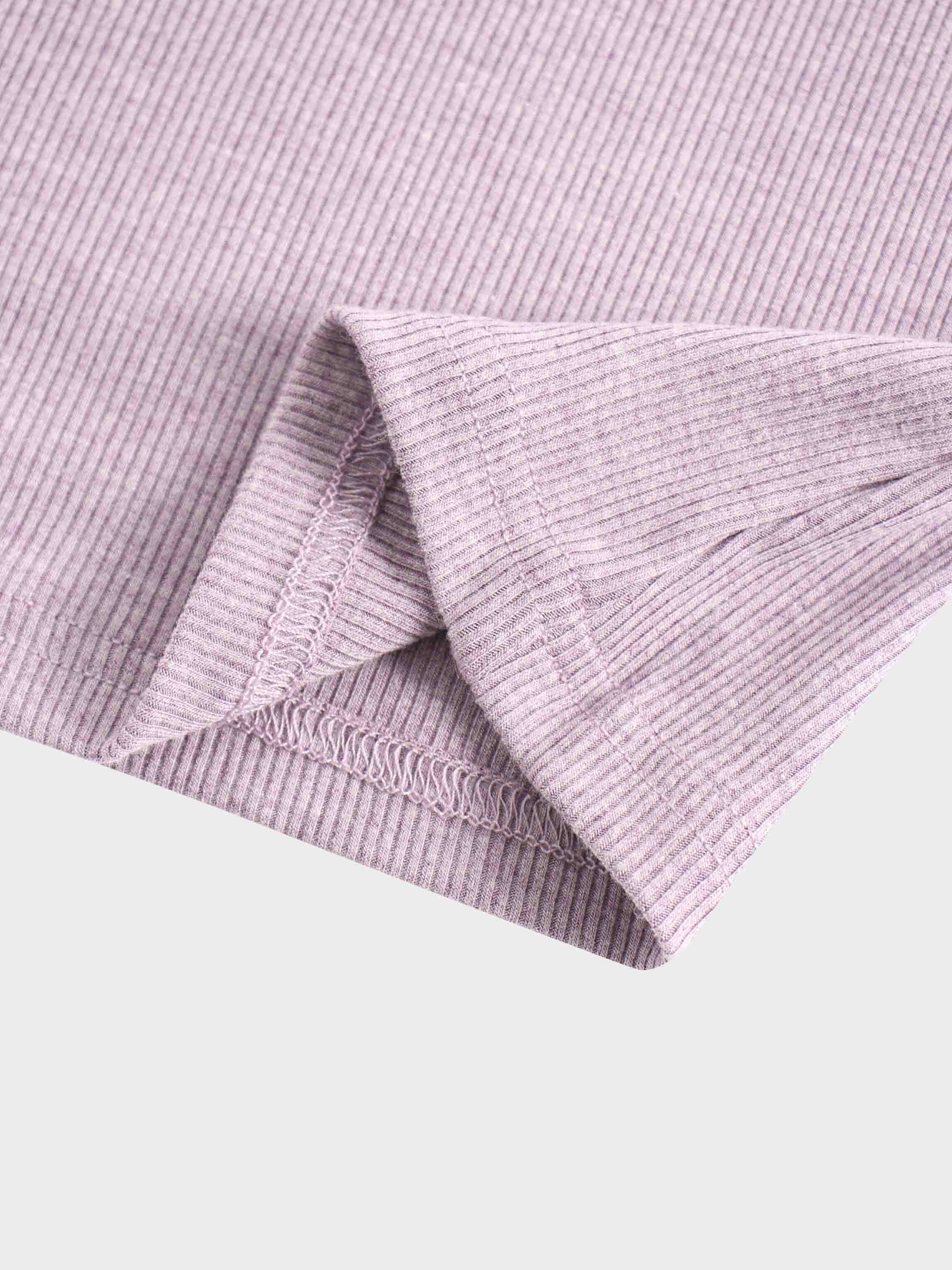 RIBBED HIGH V TEE LS-LIGHT PURPLE