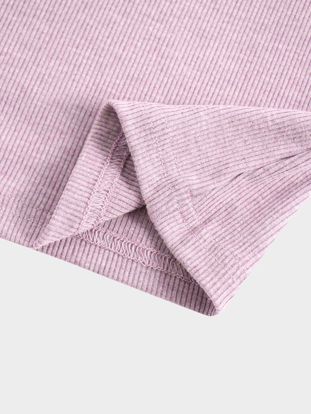 RIBBED HIGH V TEE LS-LAVENDER HEATHER