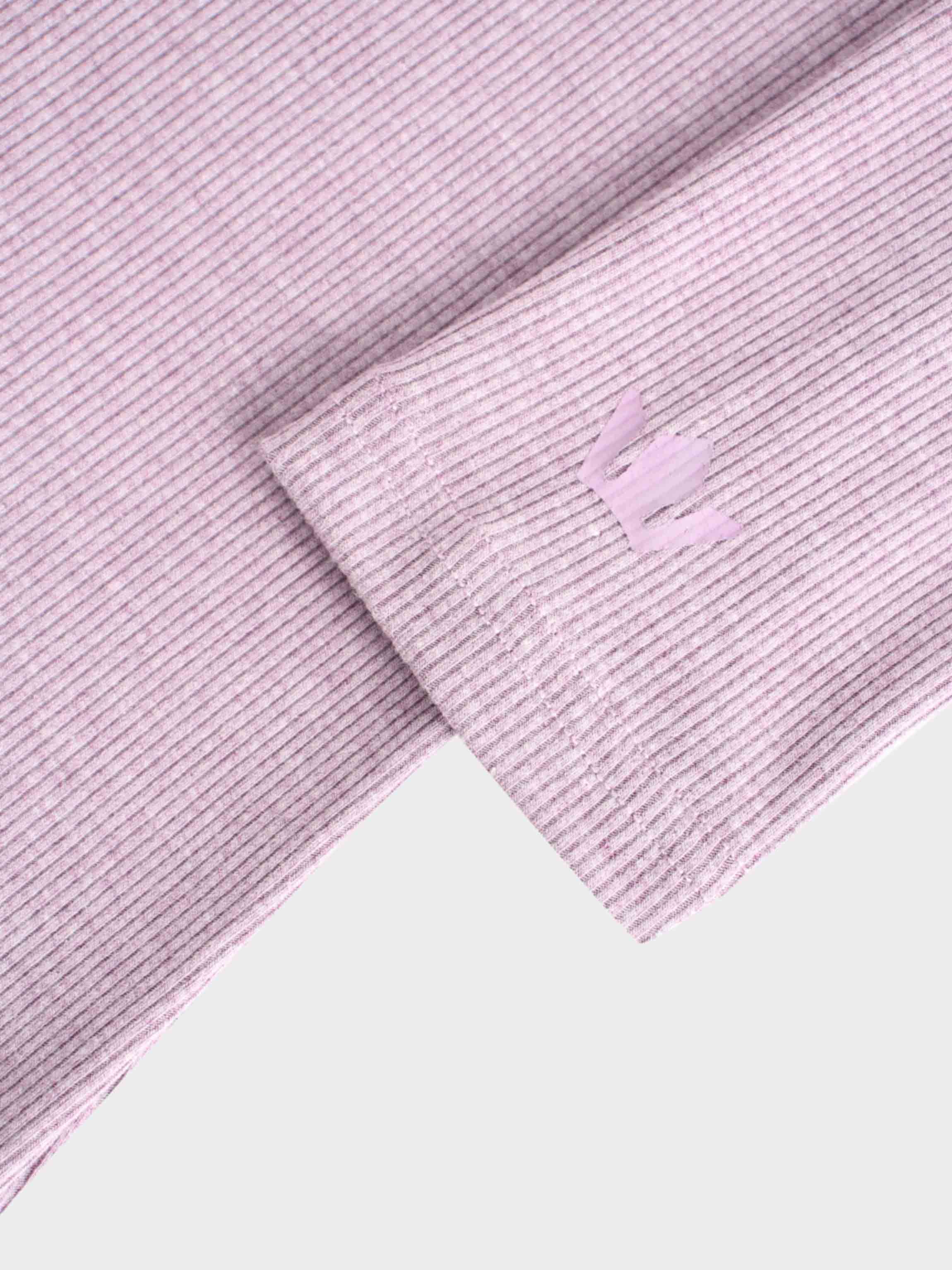 RIBBED HIGH V TEE LS-LIGHT PURPLE