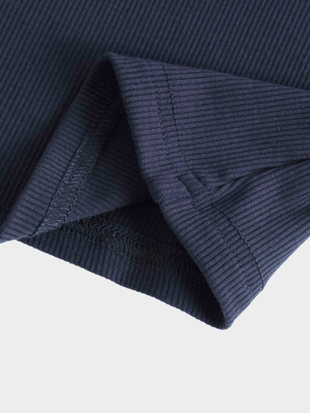 RIBBED HIGH V TEE LS-DENIM BLUE