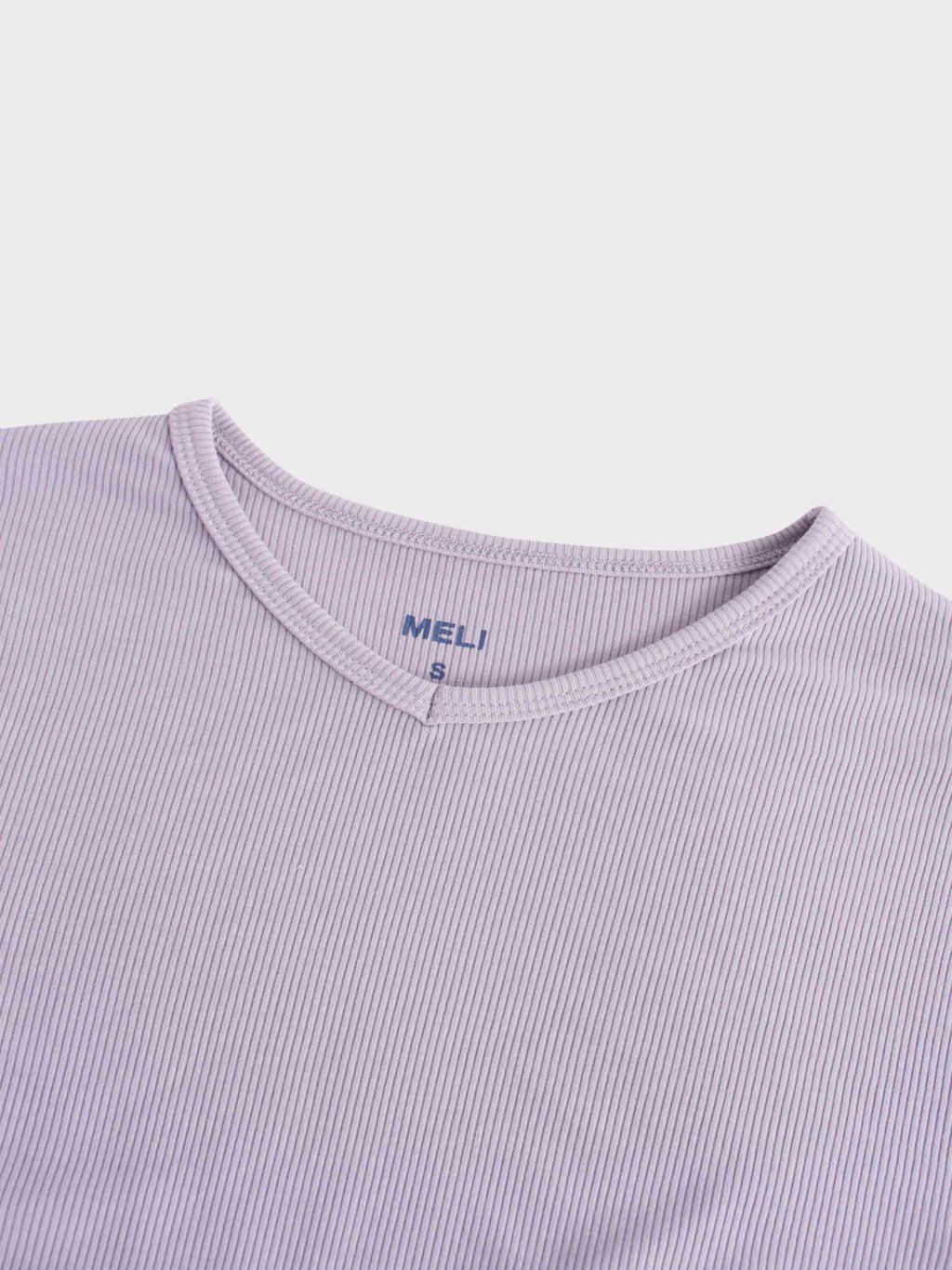 RIBBED HIGH V TEE LS-LILAC
