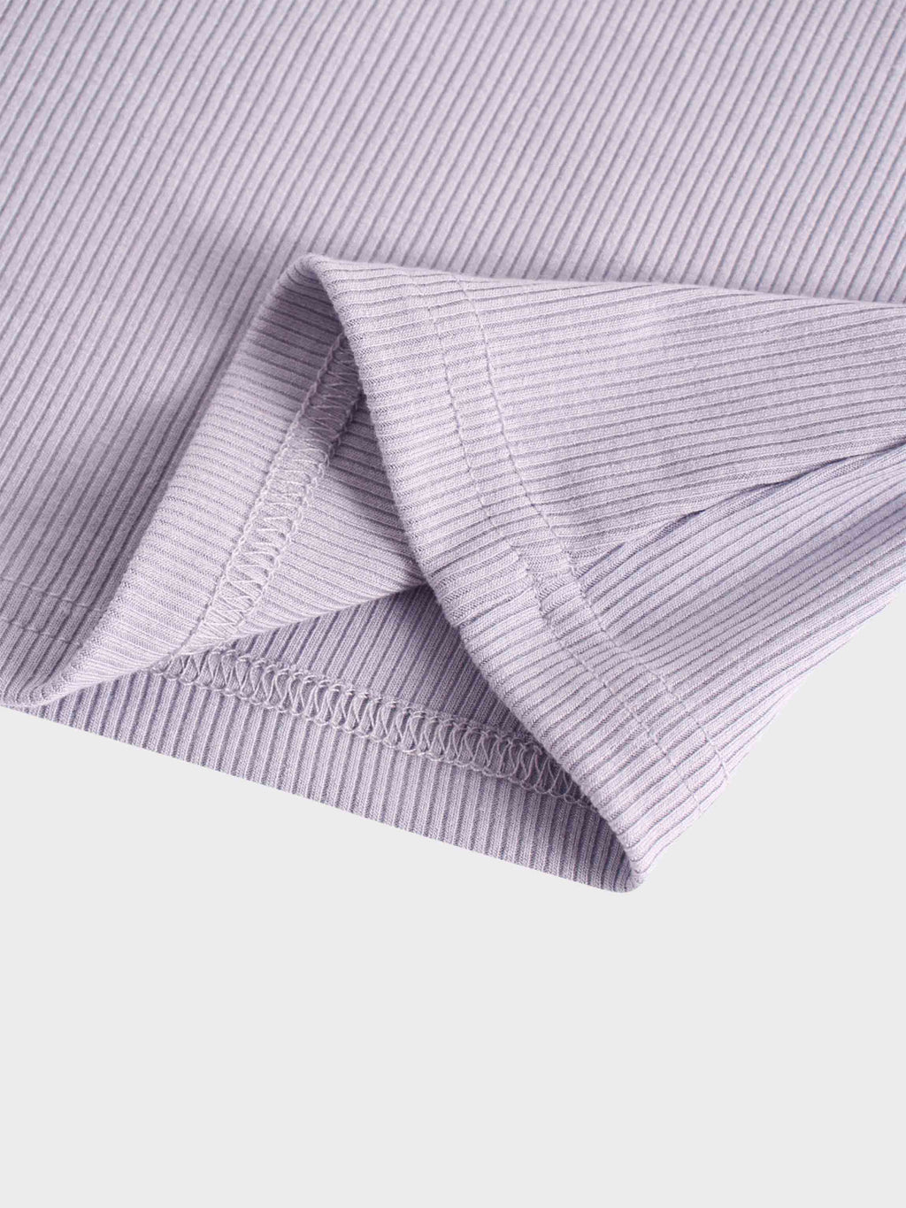 RIBBED HIGH V TEE LS-LILAC