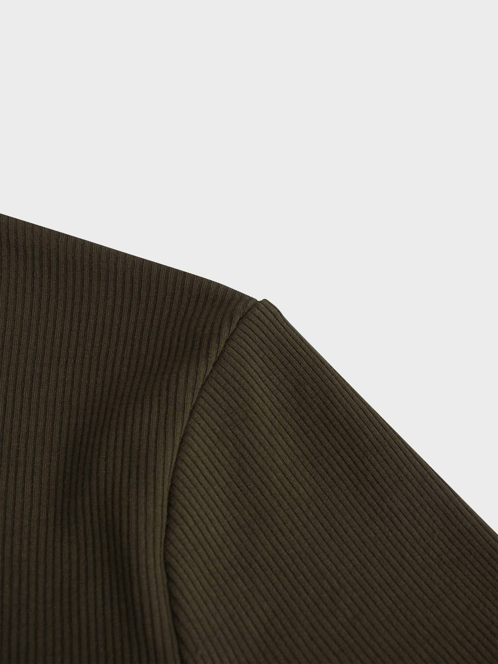 RIBBED HIGH V TEE LS-CHOCOLATE BROWN