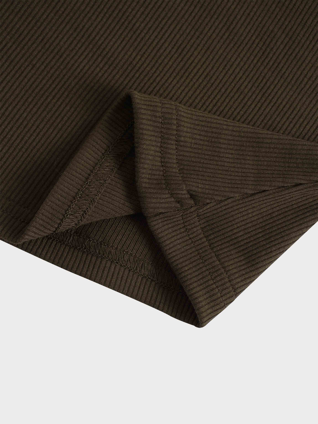 RIBBED HIGH V TEE LS-CHOCOLATE BROWN