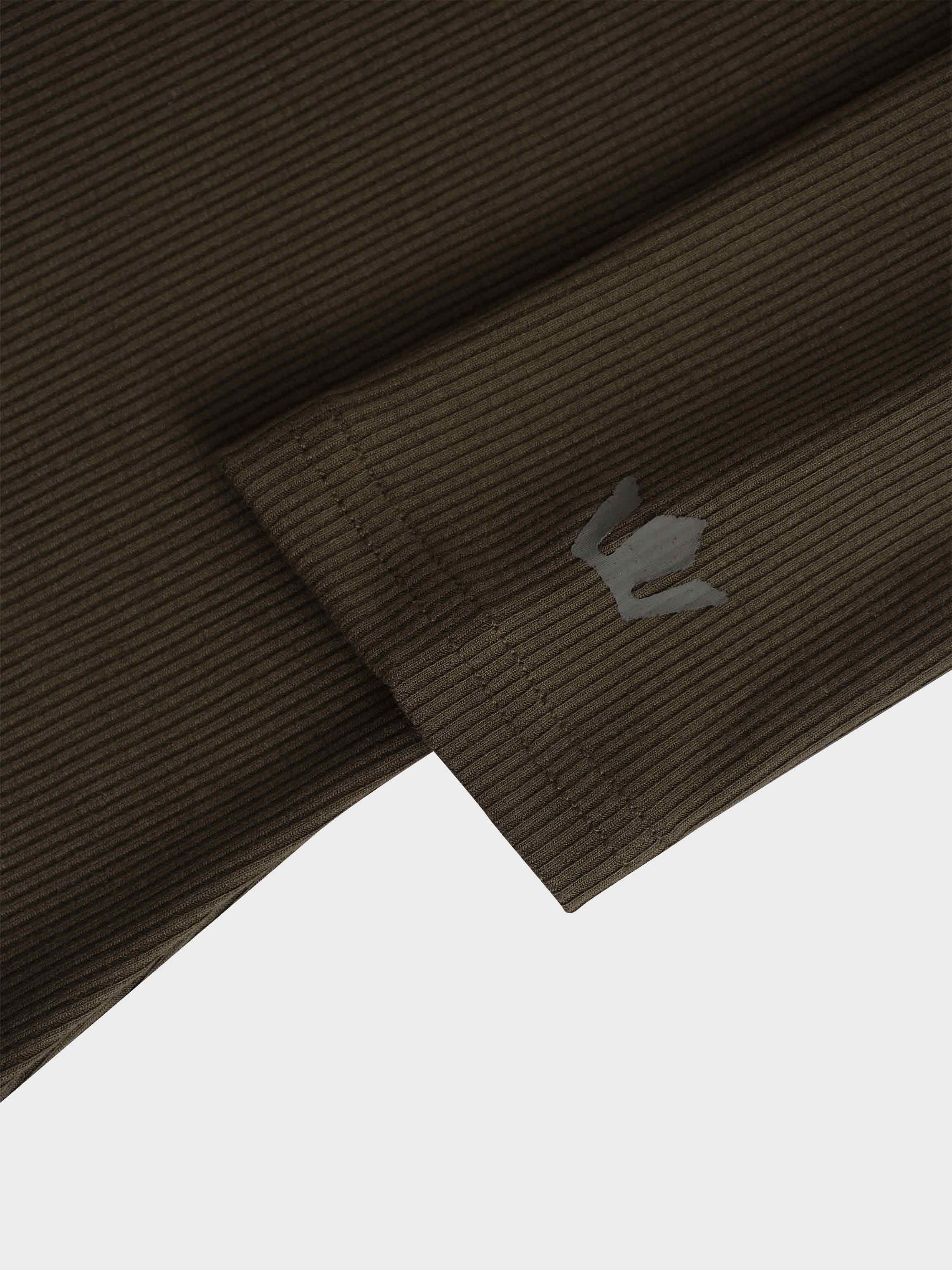 RIBBED HIGH V TEE LS-CHOCOLATE BROWN