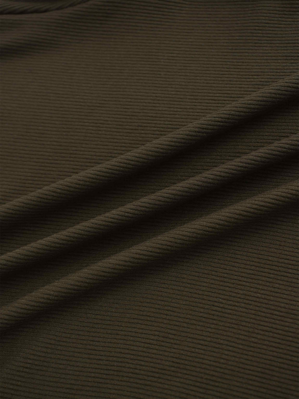 RIBBED HIGH V TEE LS-CHOCOLATE BROWN