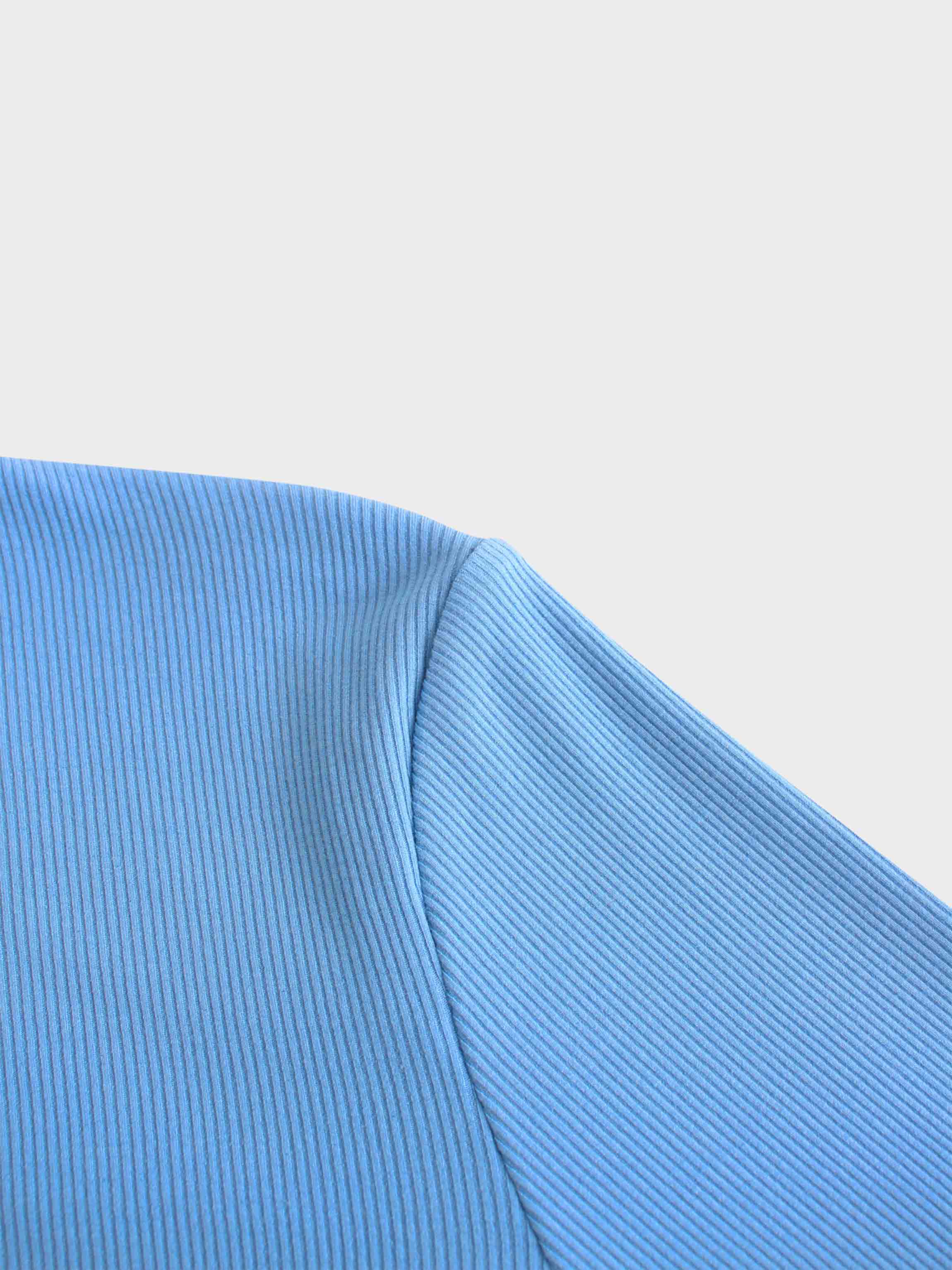 RIBBED HIGH V TEE LS-PERIWINKLE BLUE