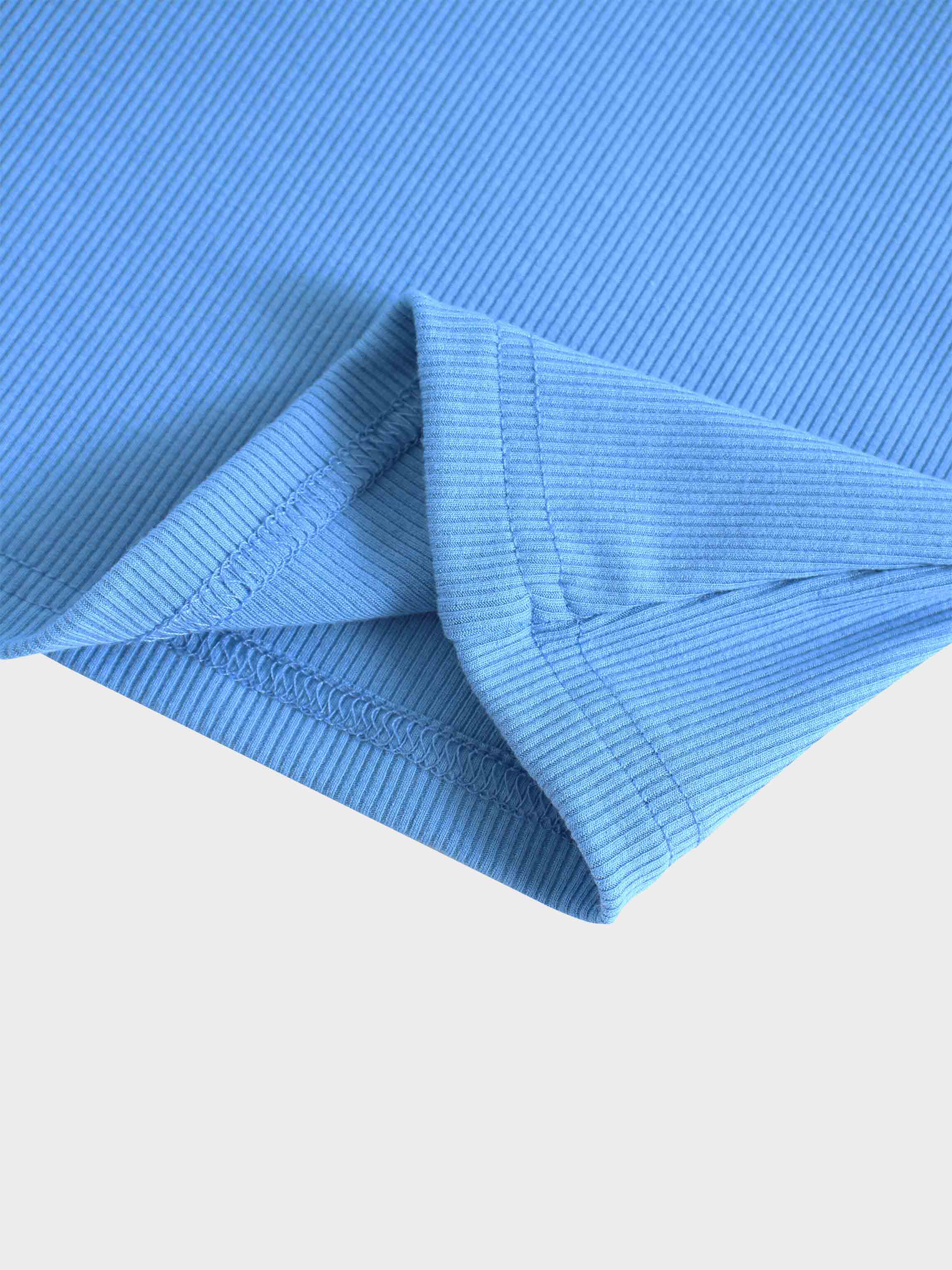 RIBBED HIGH V TEE LS-PERIWINKLE BLUE