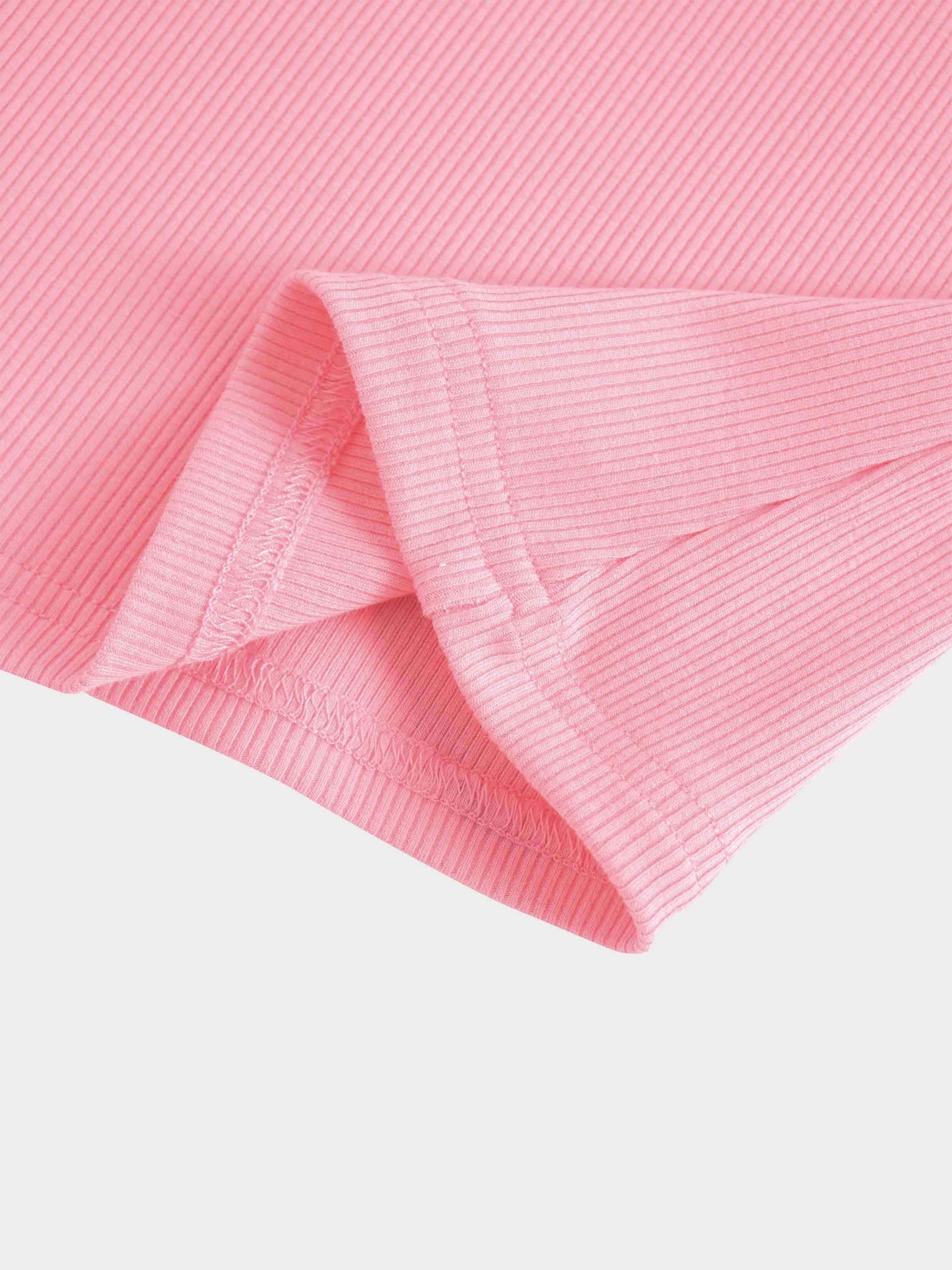 RIBBED HIGH V TEE LS-SO PINK