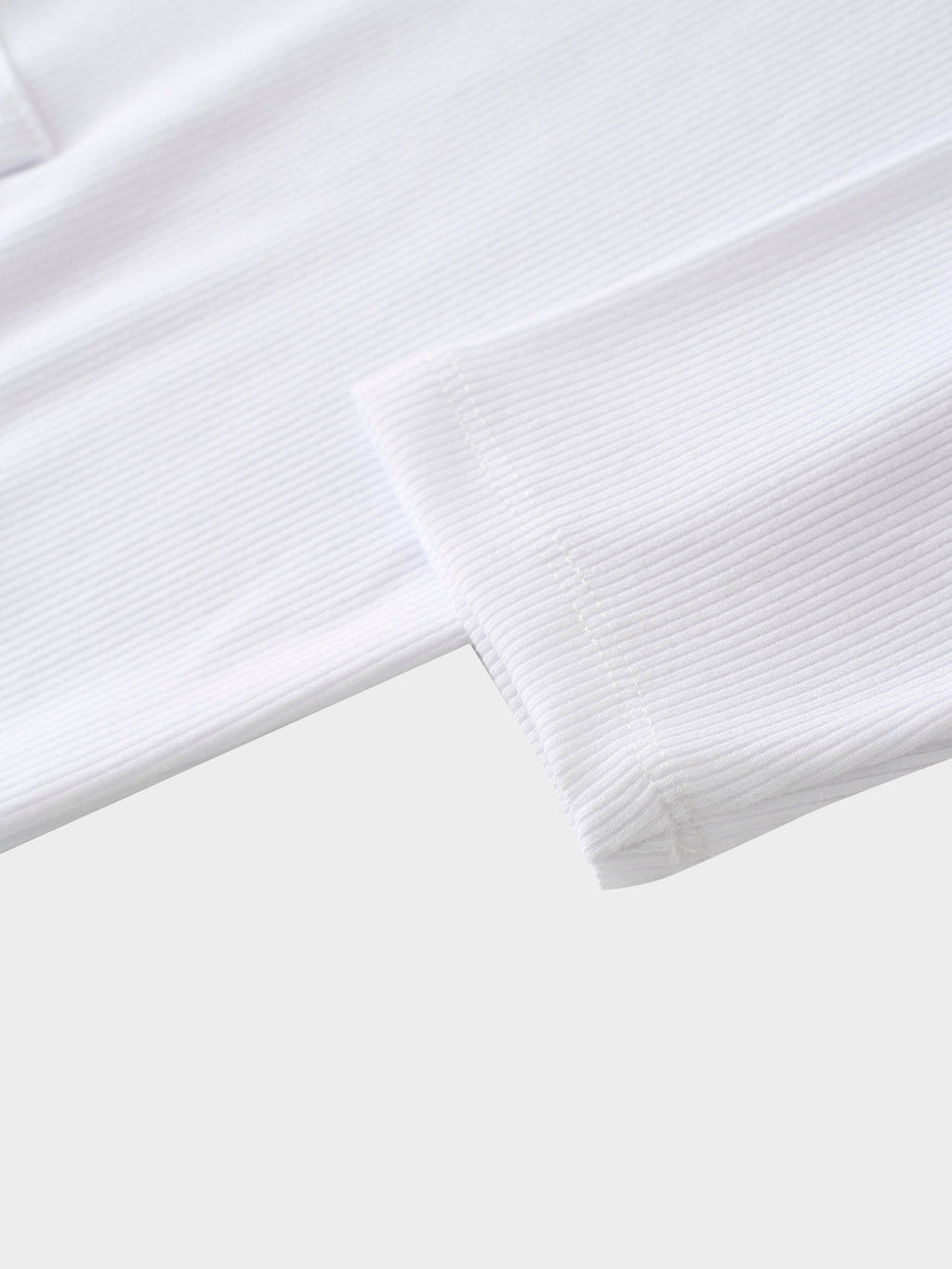 Ribbed Half Zip Hoodie Tee-White