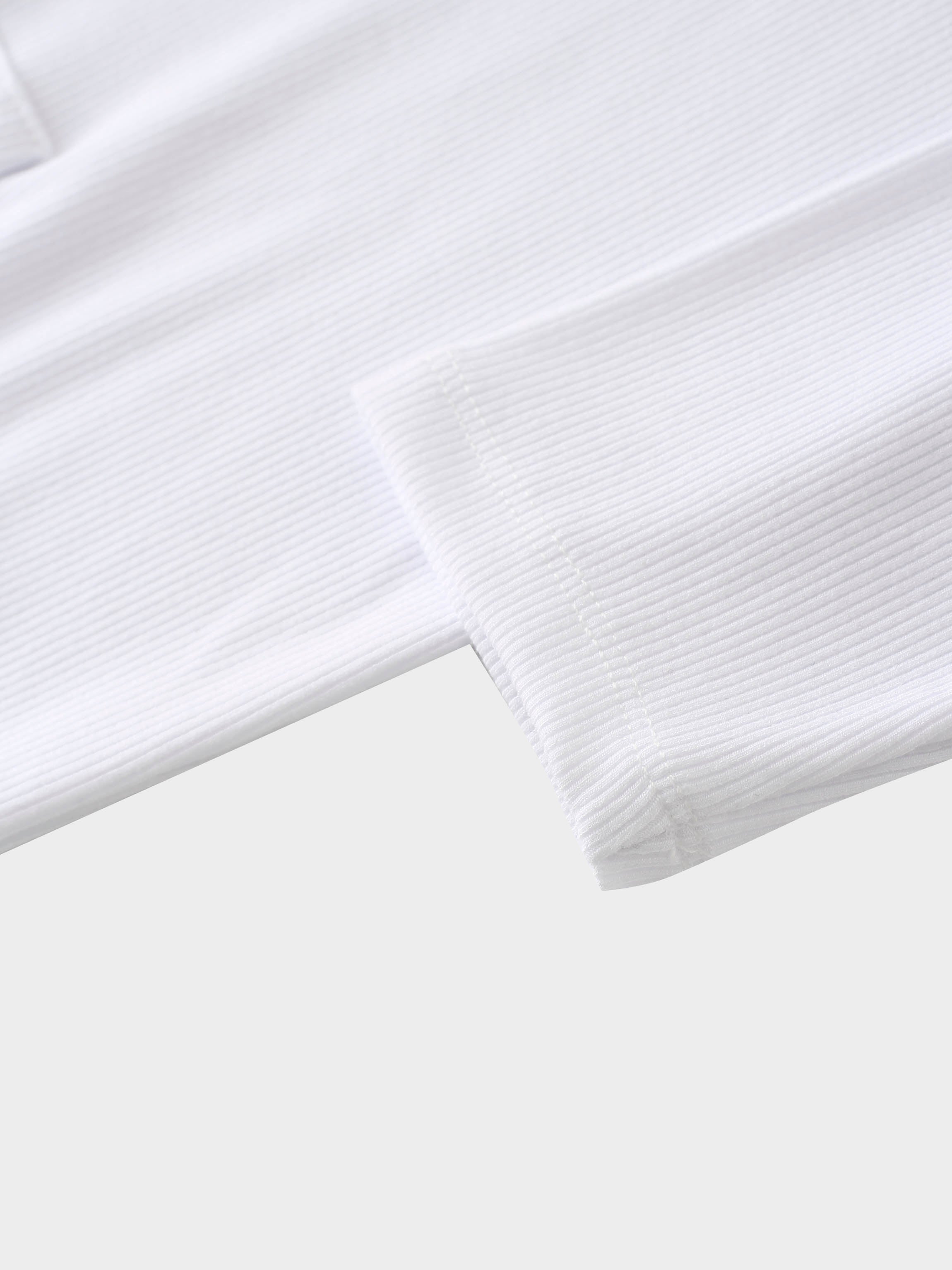 Ribbed Half Zip Hoodie Tee-White