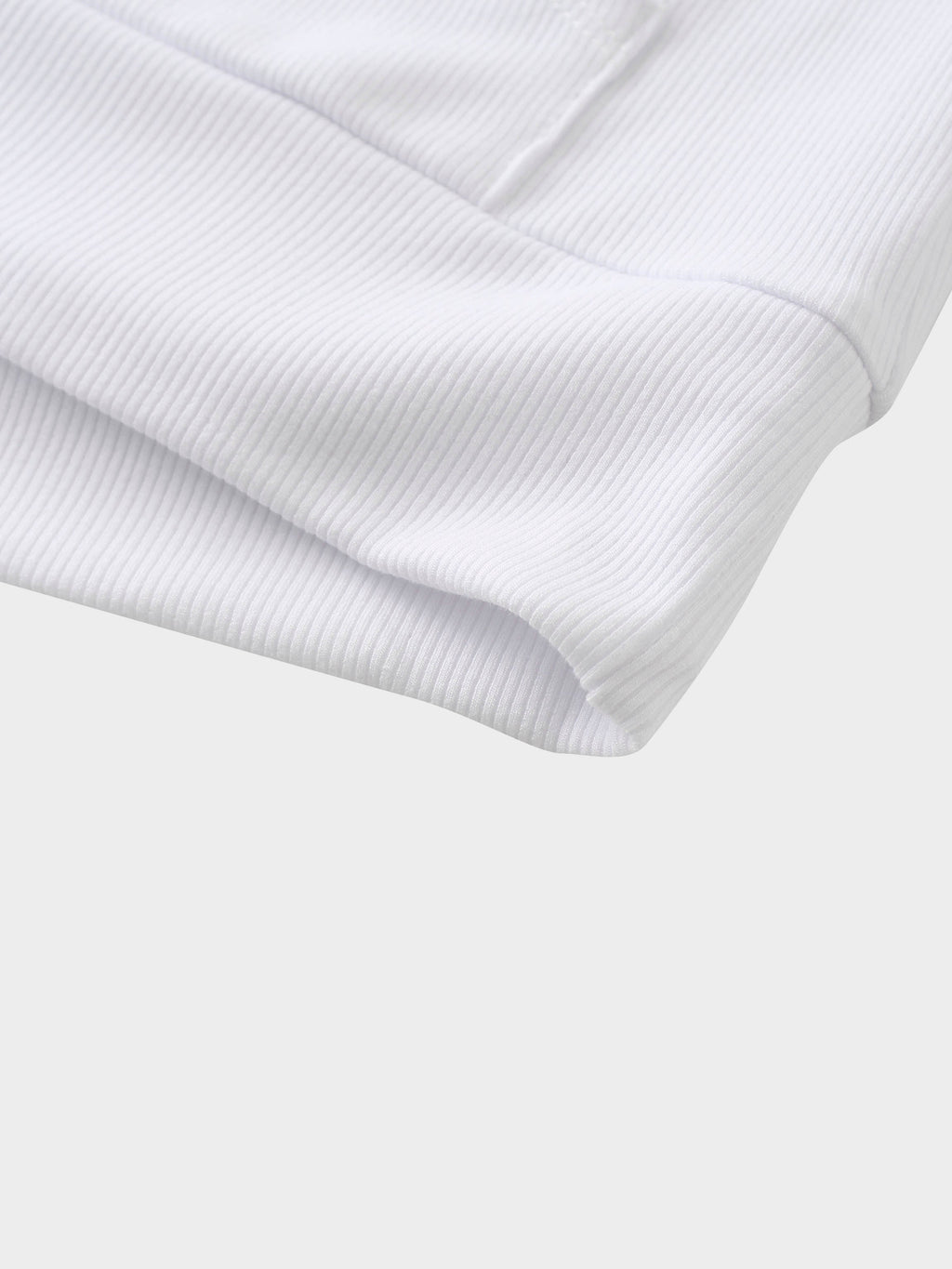 Ribbed Half Zip Hoodie Tee-White