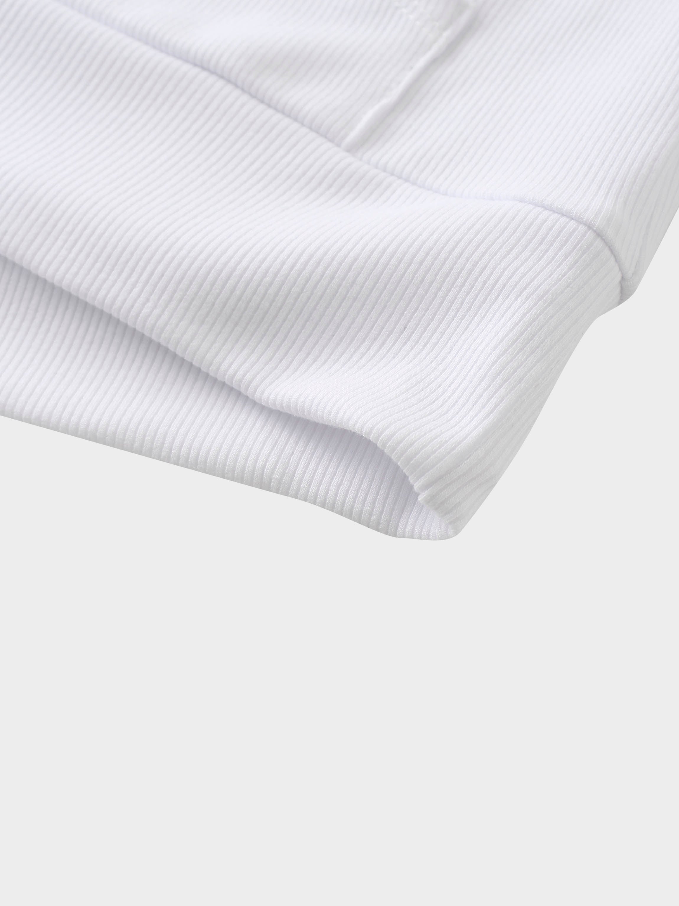 Ribbed Half Zip Hoodie Tee-White