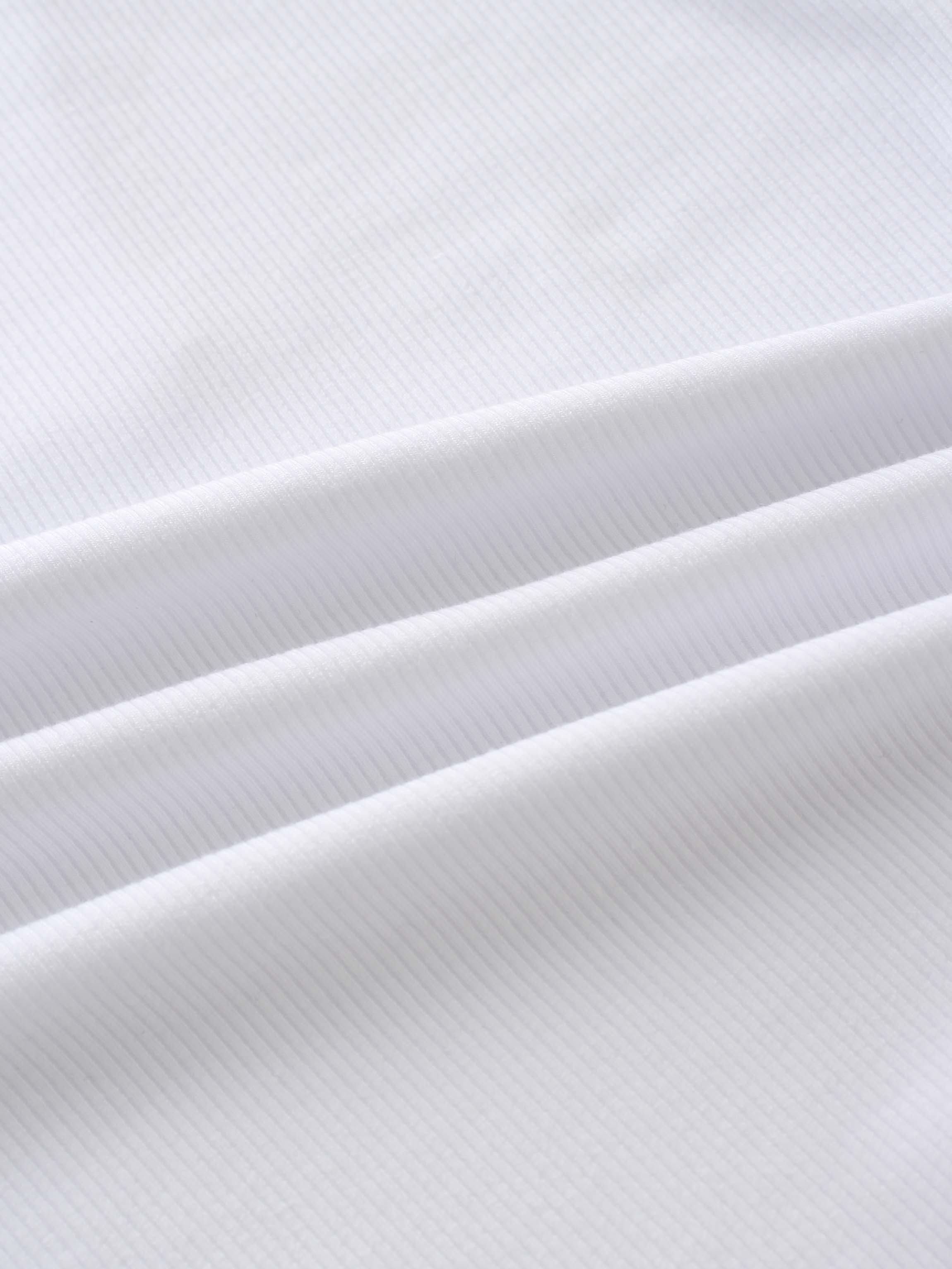 Ribbed Half Zip Hoodie Tee-White