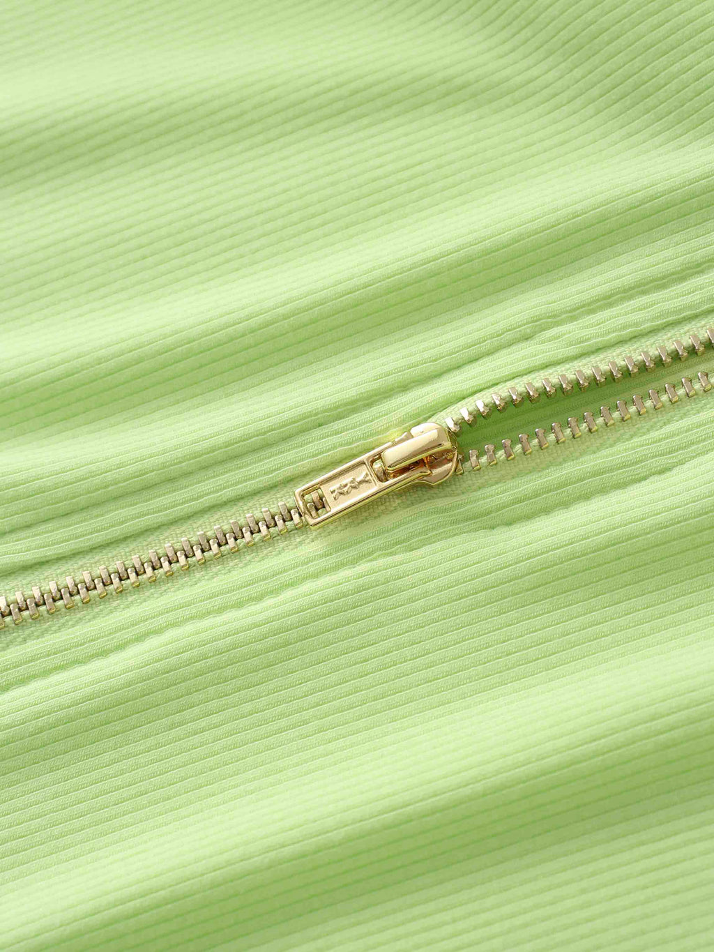 Ribbed Half Zip Hoodie Tee-Lime Green