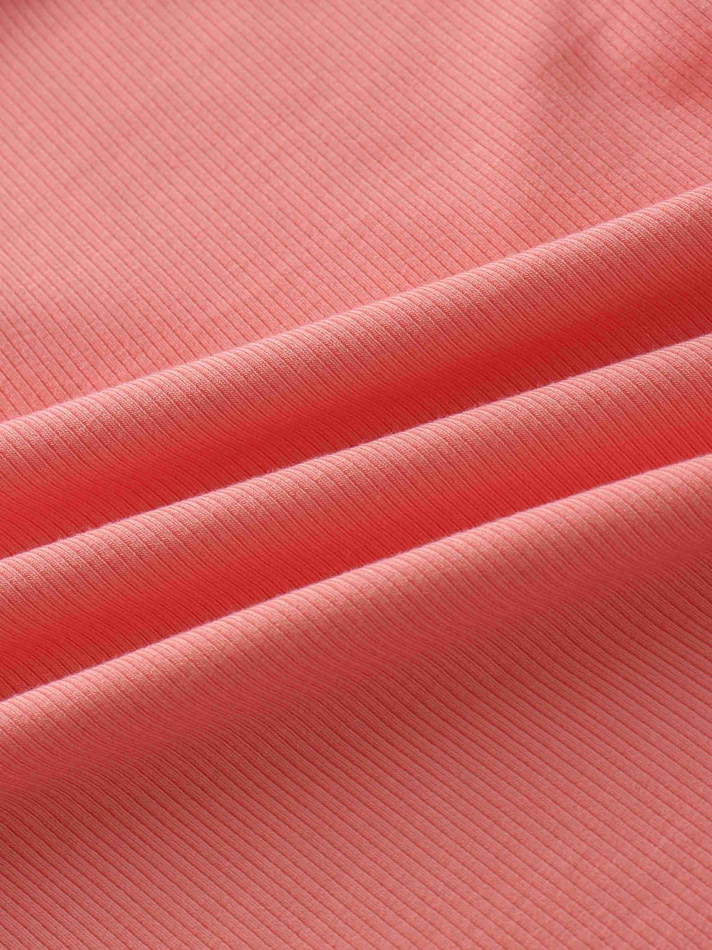 Ribbed Half Zip Hoodie Tee-Coral Pink