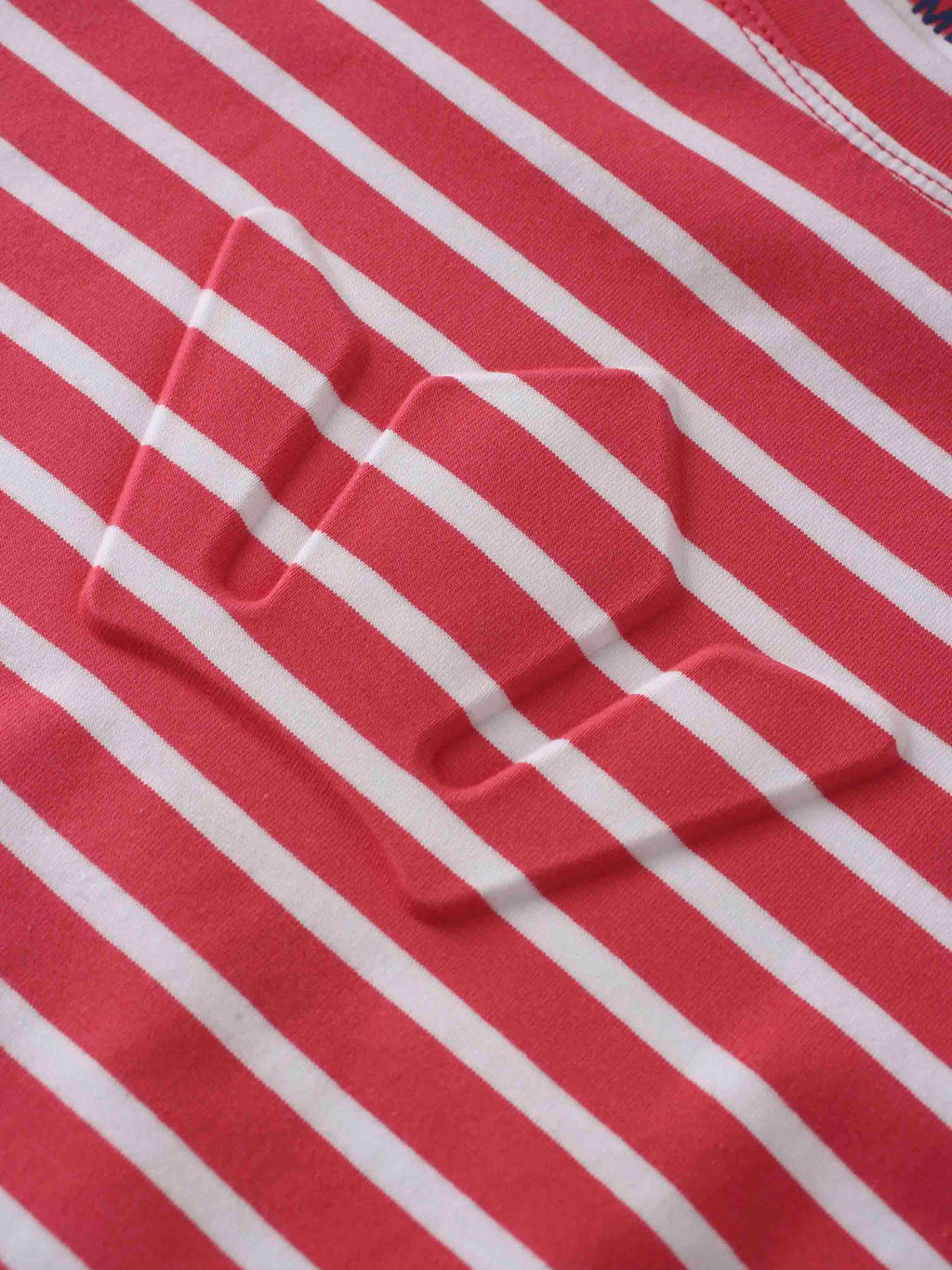 Crown Embossed T-Shirt-Coral/White