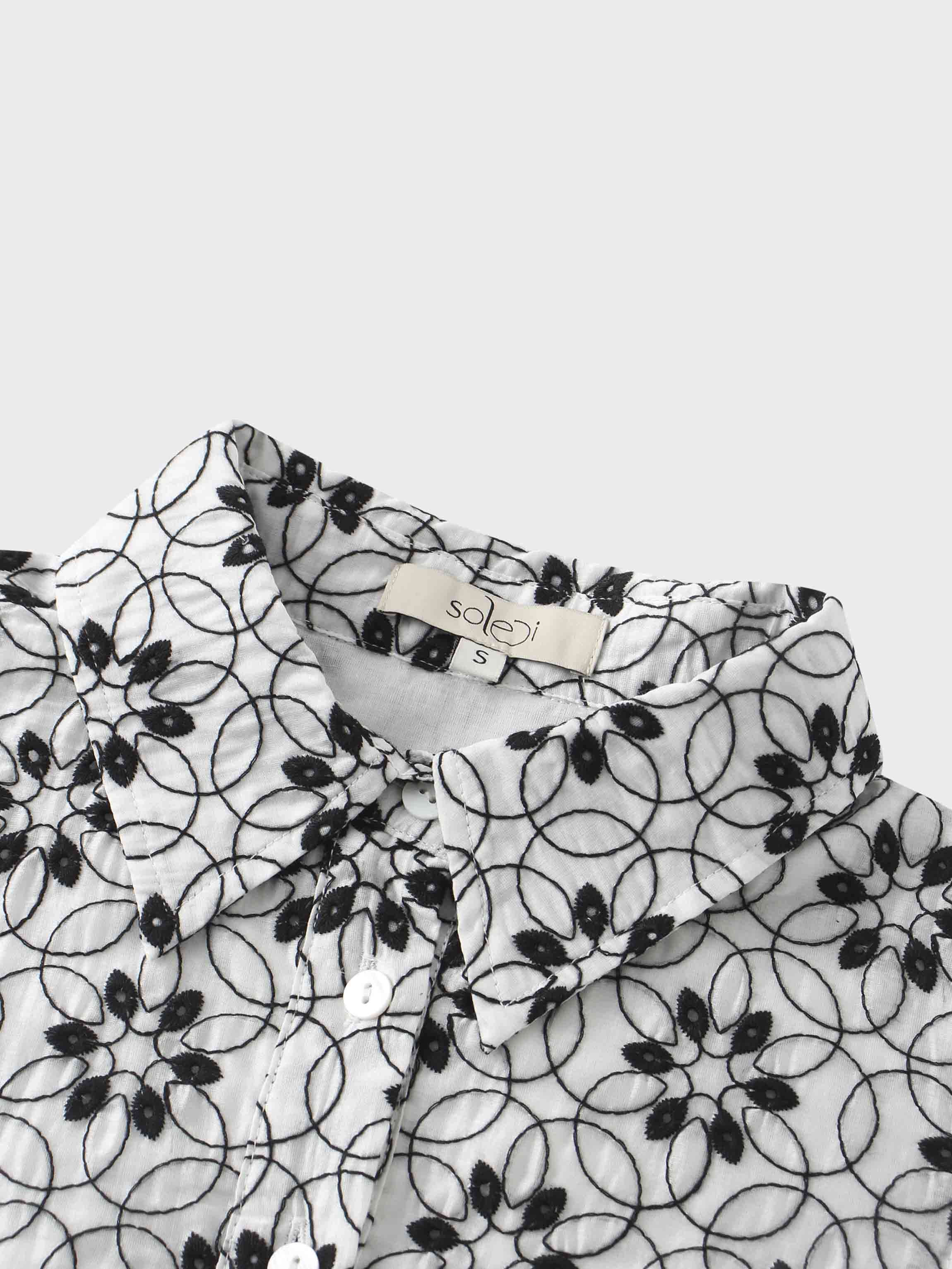 Embroidered Puff Sleeve Blouse-Floral