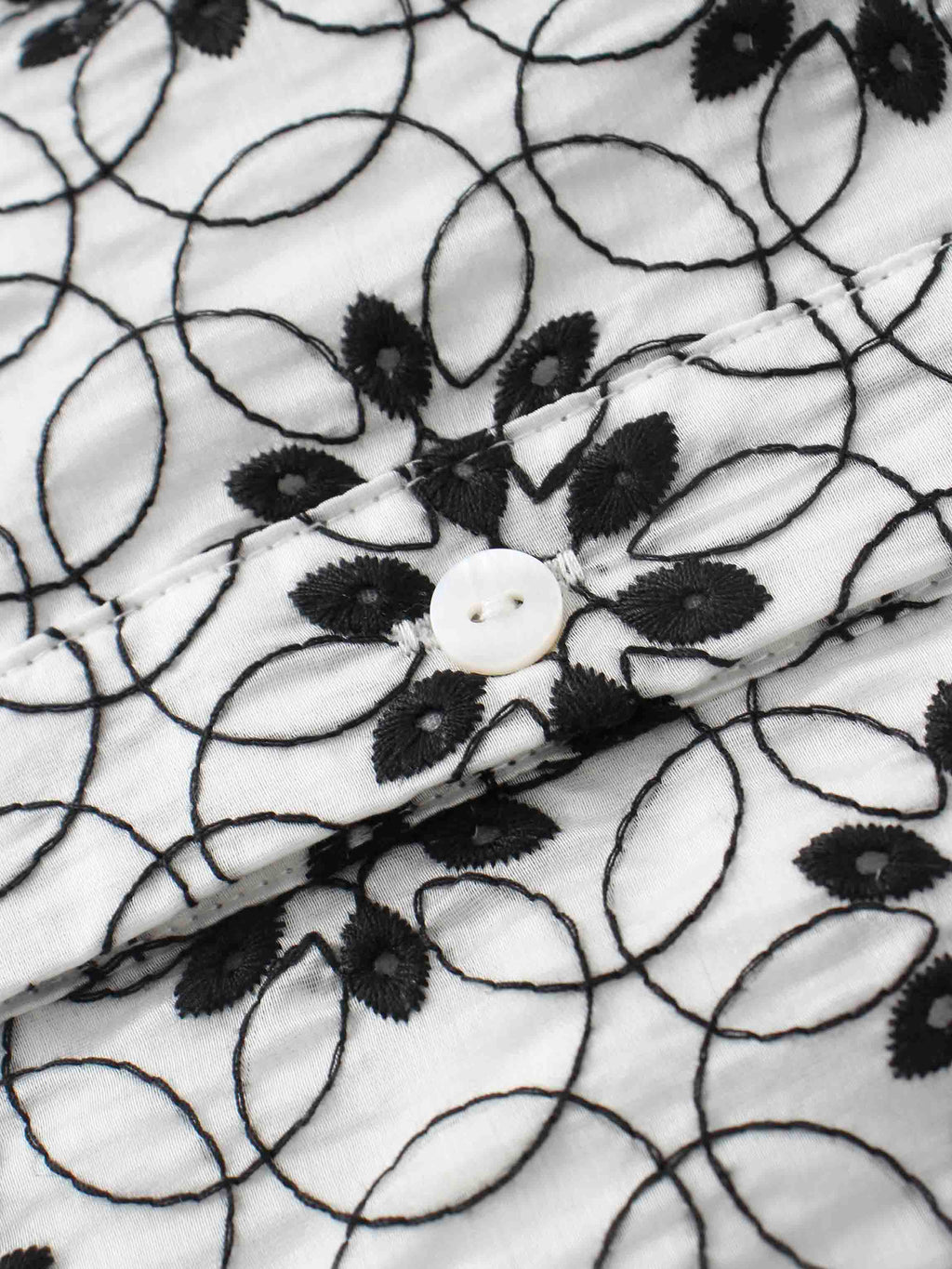 Embroidered Puff Sleeve Blouse-Floral