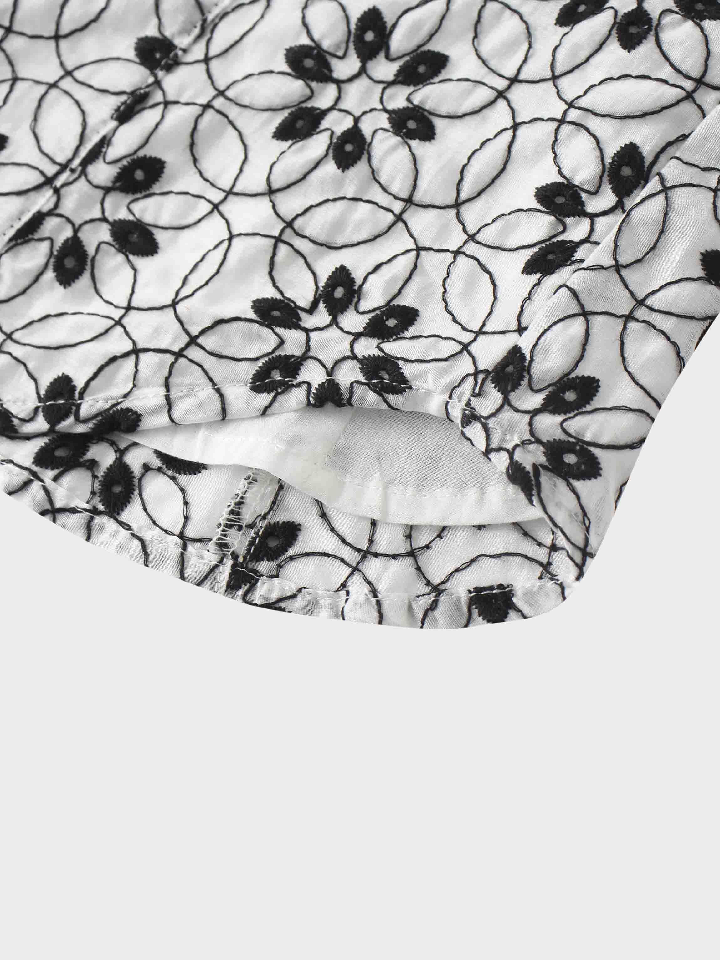 Embroidered Puff Sleeve Blouse-Floral