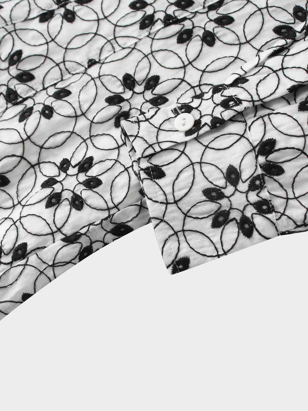 Embroidered Puff Sleeve Blouse-Floral